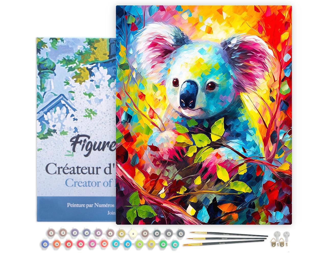 Peinture par Numéro Anti Stress Adulte Toile Tendue Koala pour Peindre sans Plis