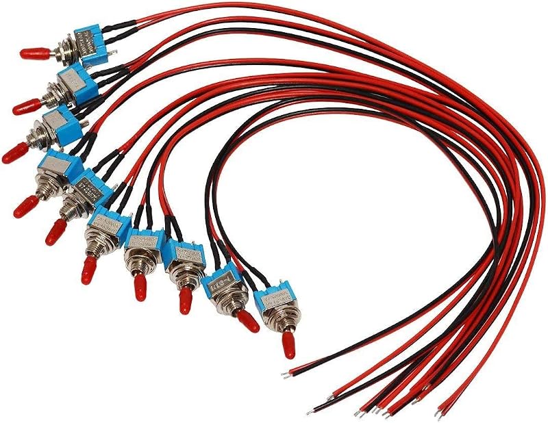 Chave Gangorra Mini SPST ON/OFF VONVOFF donjon com Fios Pré-Soldados – Kit com 10 unidades