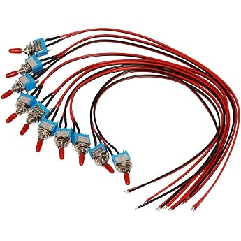 donjon toggle switch 12v on/off spst with pre-soldered wires 3v/5v/12v/24v/72v/110v/220v/240v toggle switch for light test machine industrial equipment with 20awg wire 3 pins 2 positions