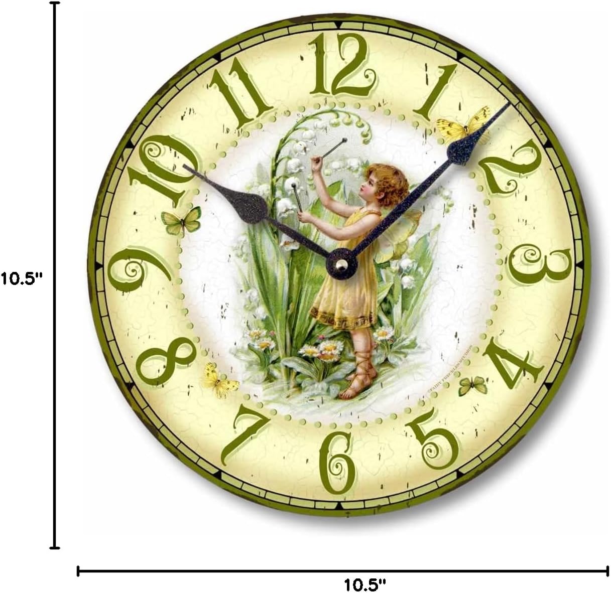 Item C1203 Vintage Style 10.5 Inch Fairy Wall Clock