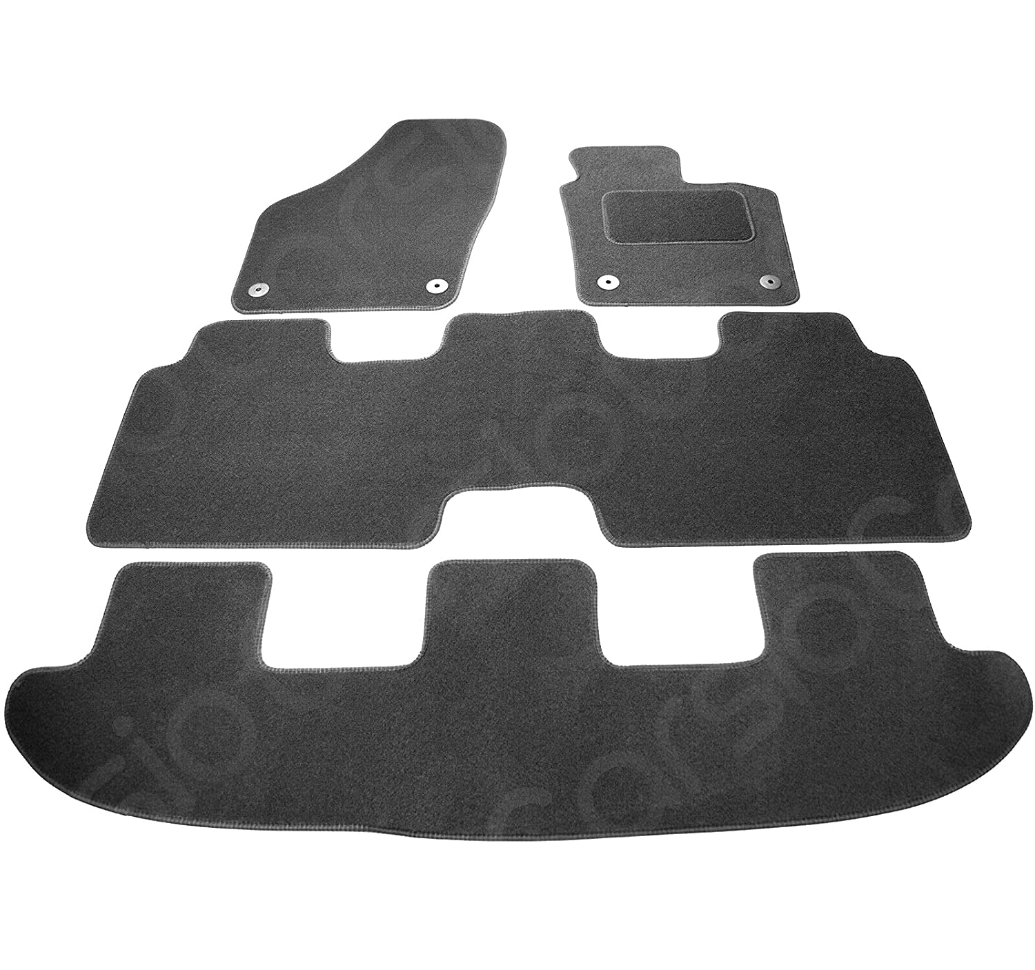 Carsio Carpet Car Mats For VW Sharan 2010+ Onwards 4 Piece Set Tailored Fit Floor Mat Complete Accessory Black Custom Fitted - All Weather, Anti-Slip Backing & Black Trim