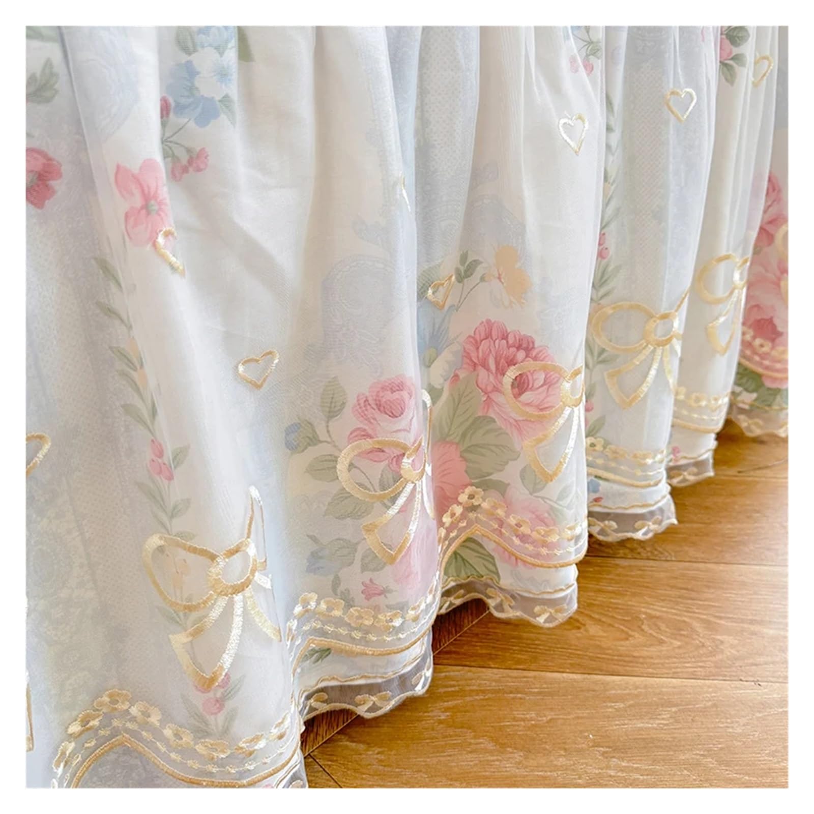 Falda De Cama De Encaje Falda de Cama de algodón, Colcha Estilo Encaje, Colcha Floral, Funda de Cama, Protector de colchón Agradable for la Piel Cubre Canape(Luoxiangyimeng Fen,180x200x40cm 1pc)