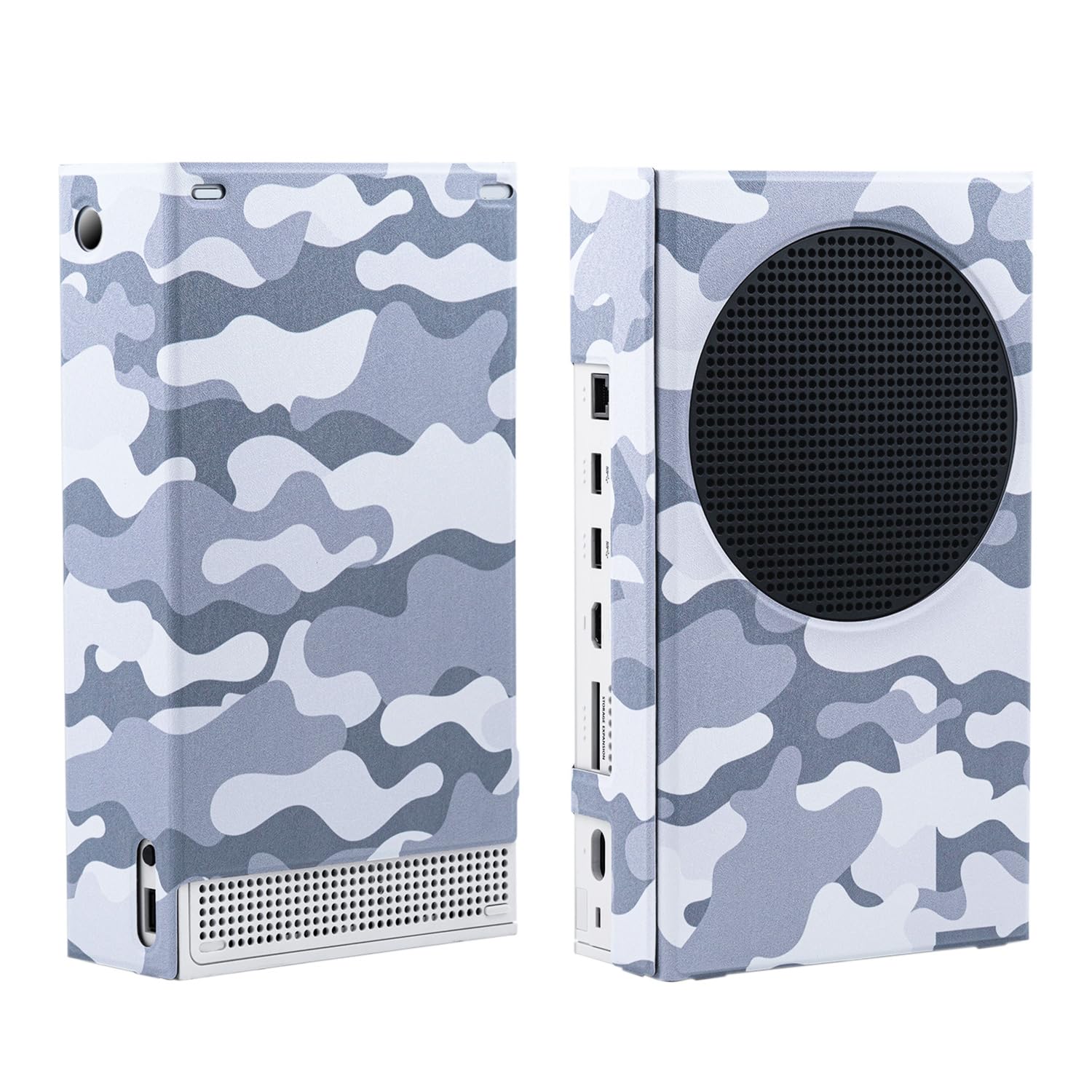Mcbazel Magnétique Smart Wraps de Protection pour Console Xbox Series S, Accessoires en Cuir PU de Qualité Supérieure et Doublure Intérieure Douce - Camouflage Gris