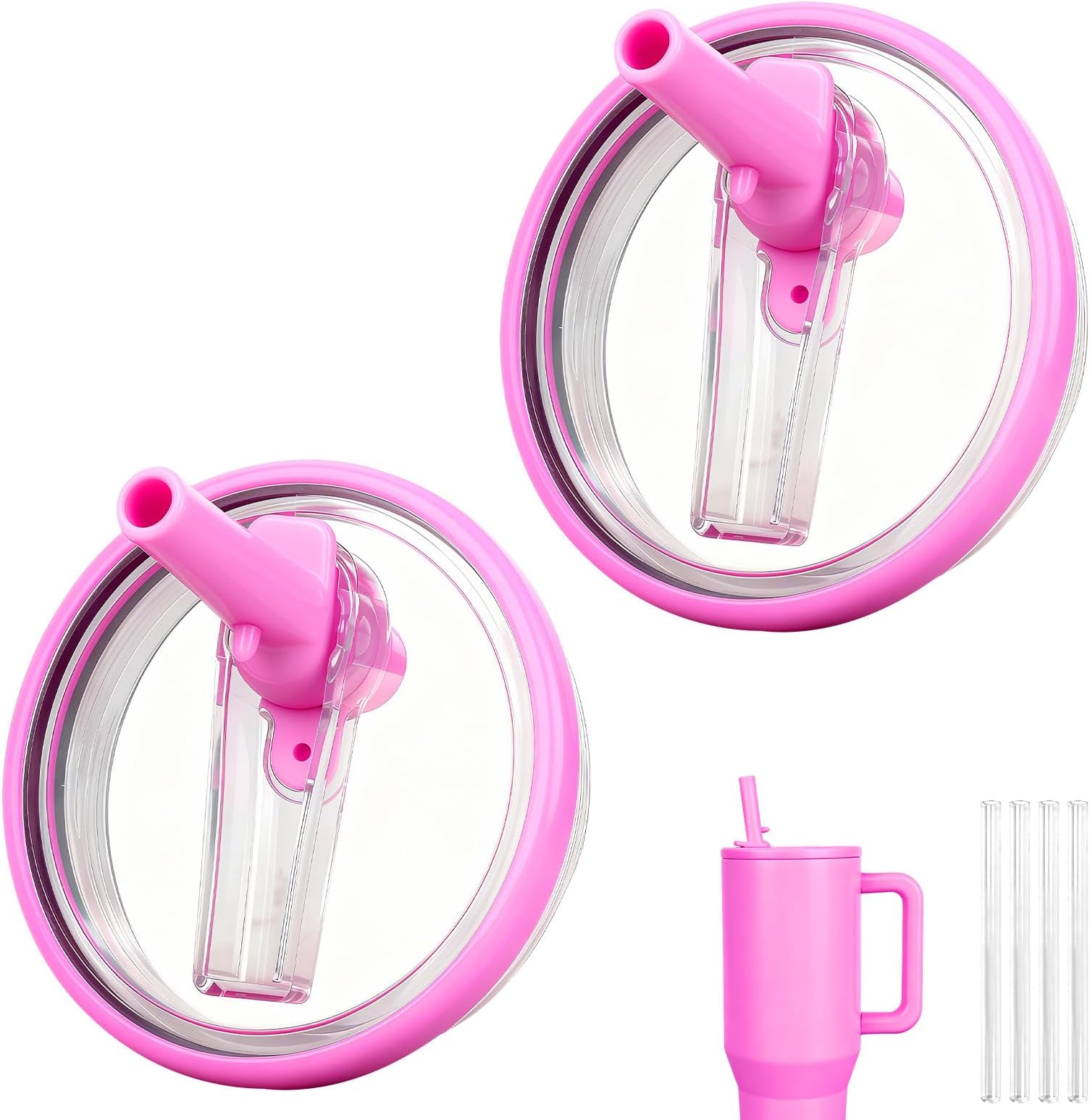 40oz Flip Straw Lid for HydroJug Traveler, Leak Proof Top Cap Replacement for HydroJug Tumbler, BPA-Free Dishwasher Safe Leak Resistant Cap with 4 Straws, Lids Accessories for Hydro Jug, Purple*2