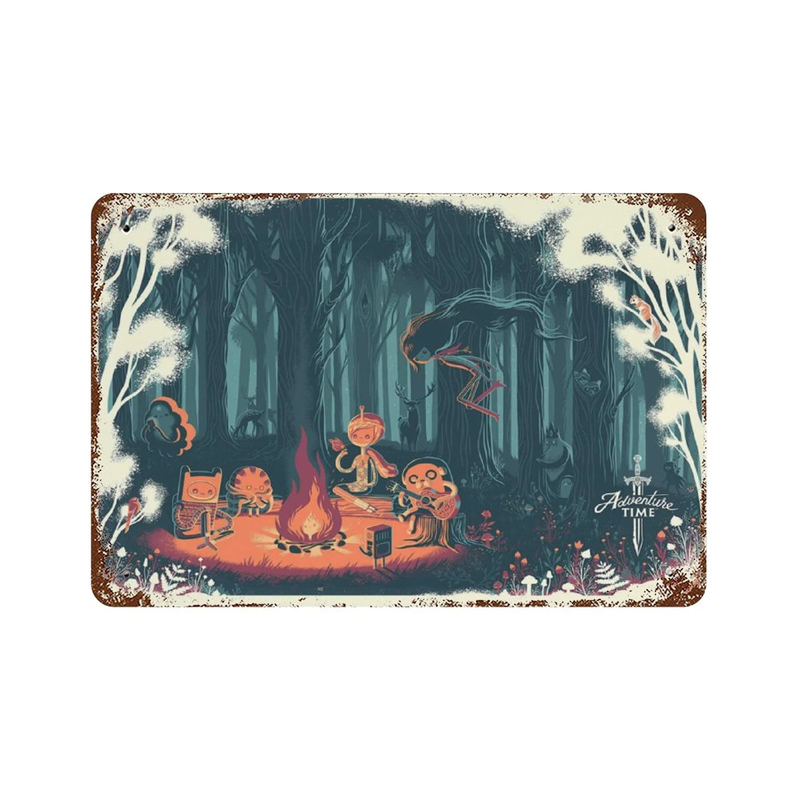 WZVZGZ Adventure Time Jake and Finn Antique Tin Sign Bar Poster Metal Wall Plate Vintage Tin Sign Wa