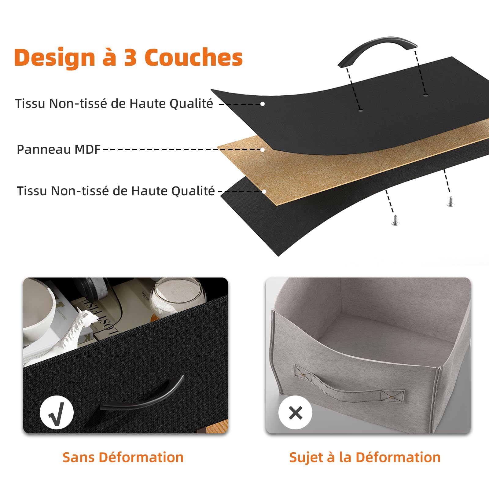 Somdot Commode Chambre Connectée, Commode LED par APP ou Button avec Station de Charge, Meuble de Rangement en Tissu, Dortoir, Salon, Entrée, 8 Tiroirs, Noir