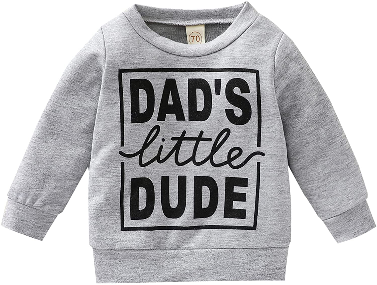 Newborn Infant Baby Boy Dad's Little Dude Sweatshirt Long Sleeve Pullover Sweater Shirts Tops Casual Cute Fall Clothes (DAD Gray,6-12 Months)