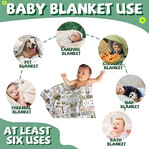Miniatura 5 de Baby Blanket Customized with Name, Baby BoyBaby Girl Personalized Blanket, 5 Styles-Custom Name Baby Blanket, Private Customized BirthBirthdayBaby