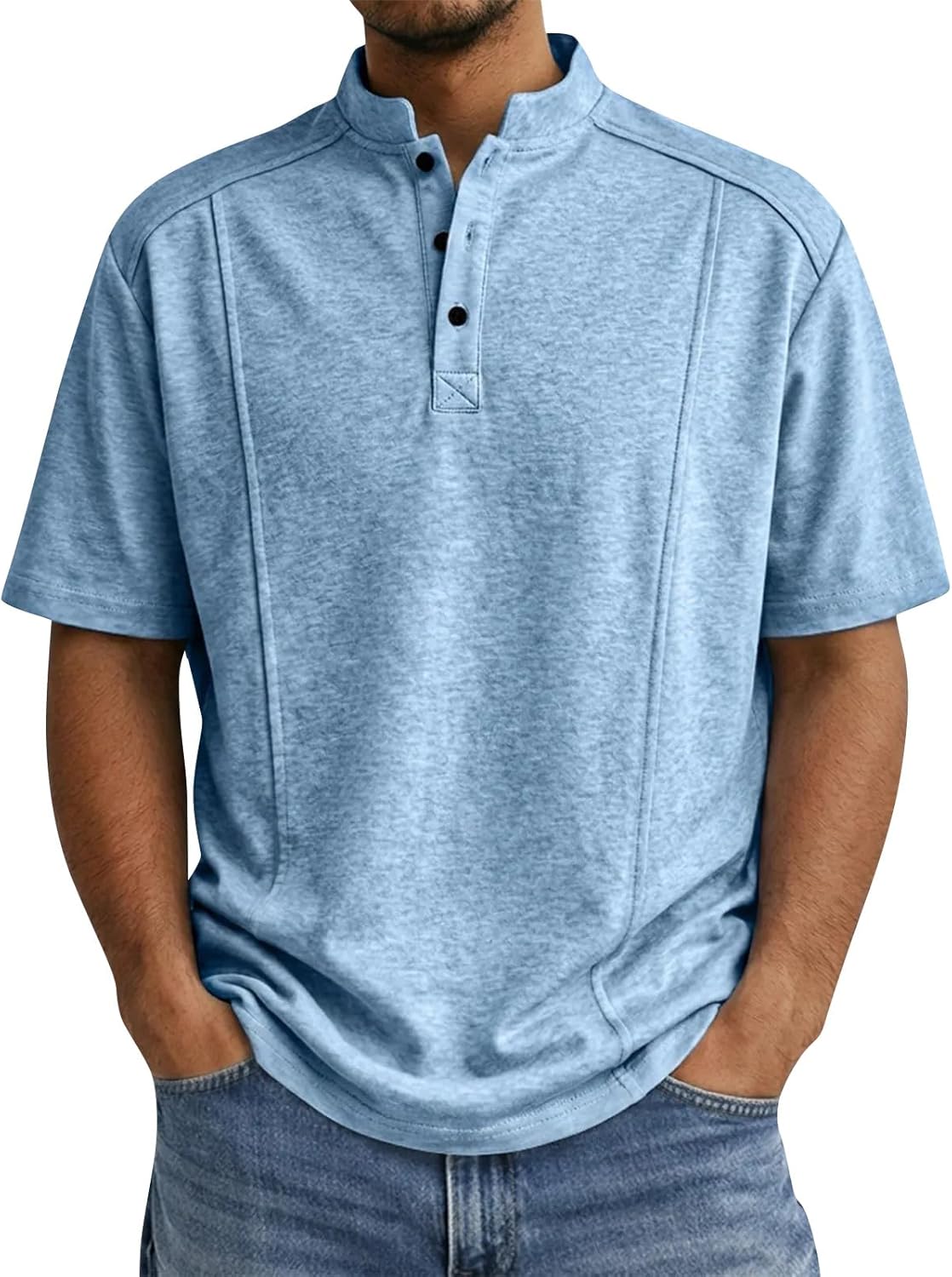 Henley Shirts for Men Trendy Short Sleeve Shirt Button V Neck Shirt Big and Tall Plus Size Cotton Shirts Summer Workout Tops