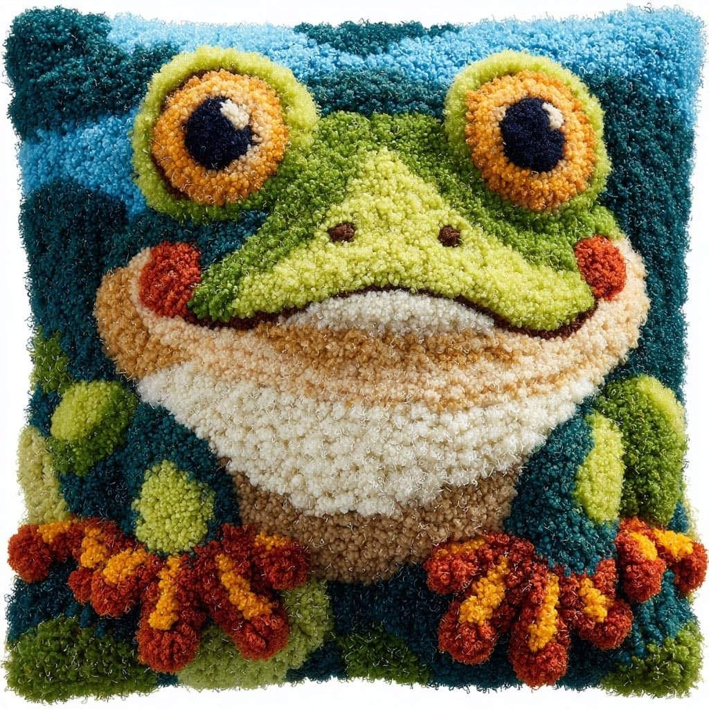 Henypt Latch Hook Cushion Kits, Frog