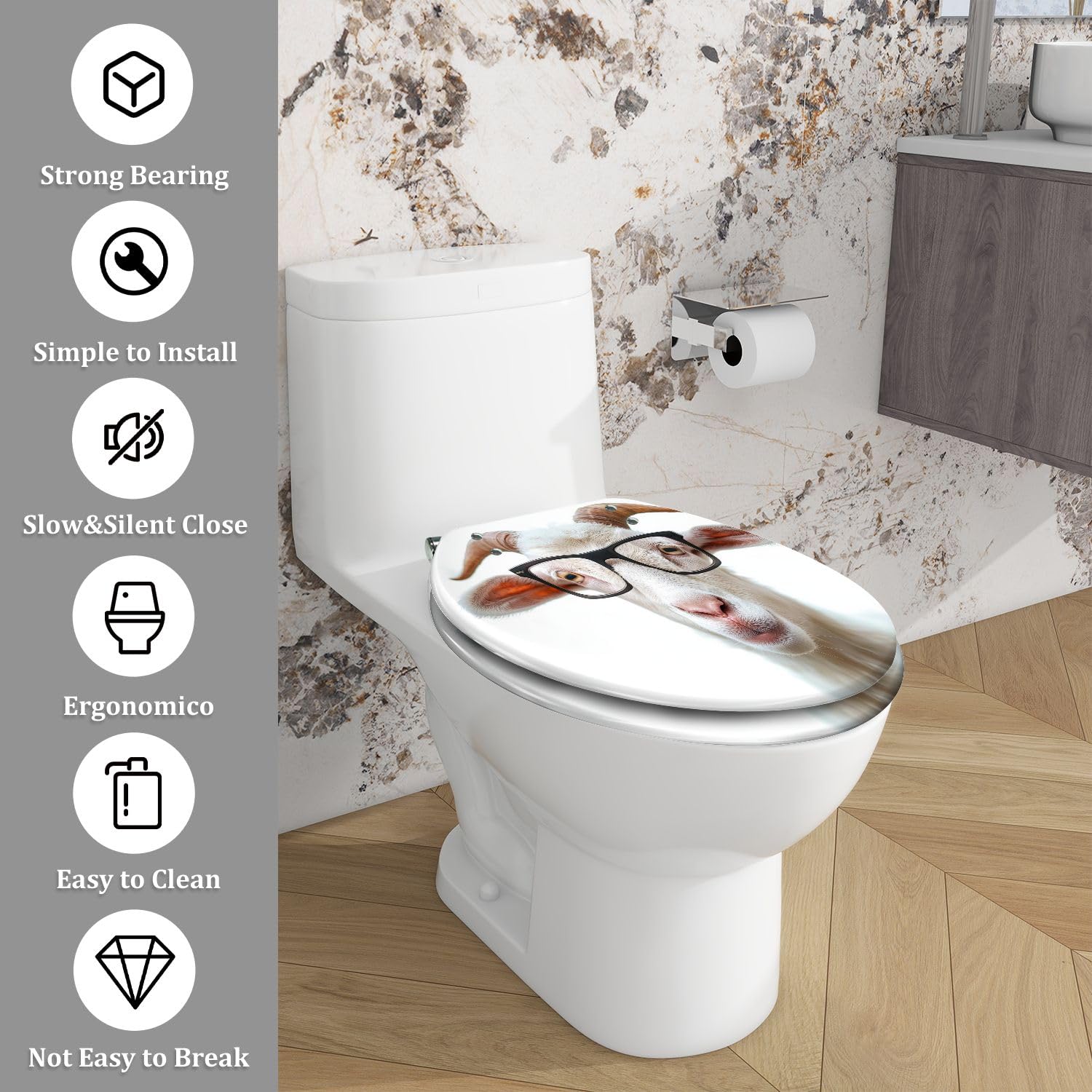 Sedile WC allungato per bagno
