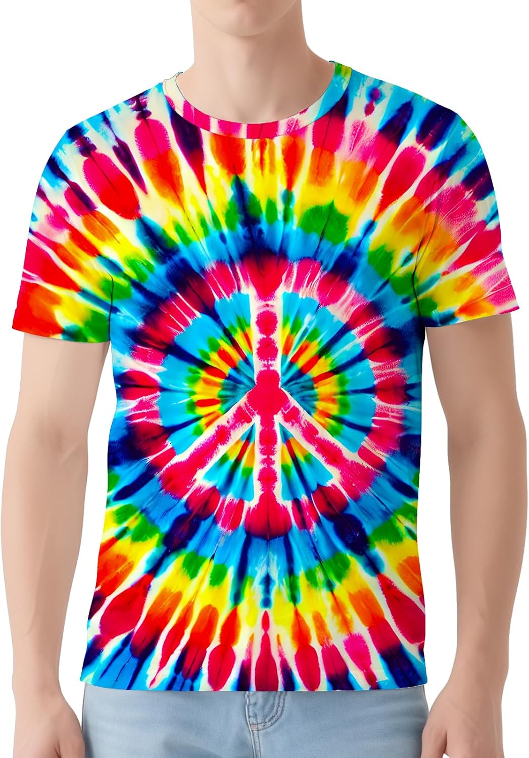 Men's Tie Dye T Shirt Hipster Short Sleeve Tie-Dye Shirts for Men