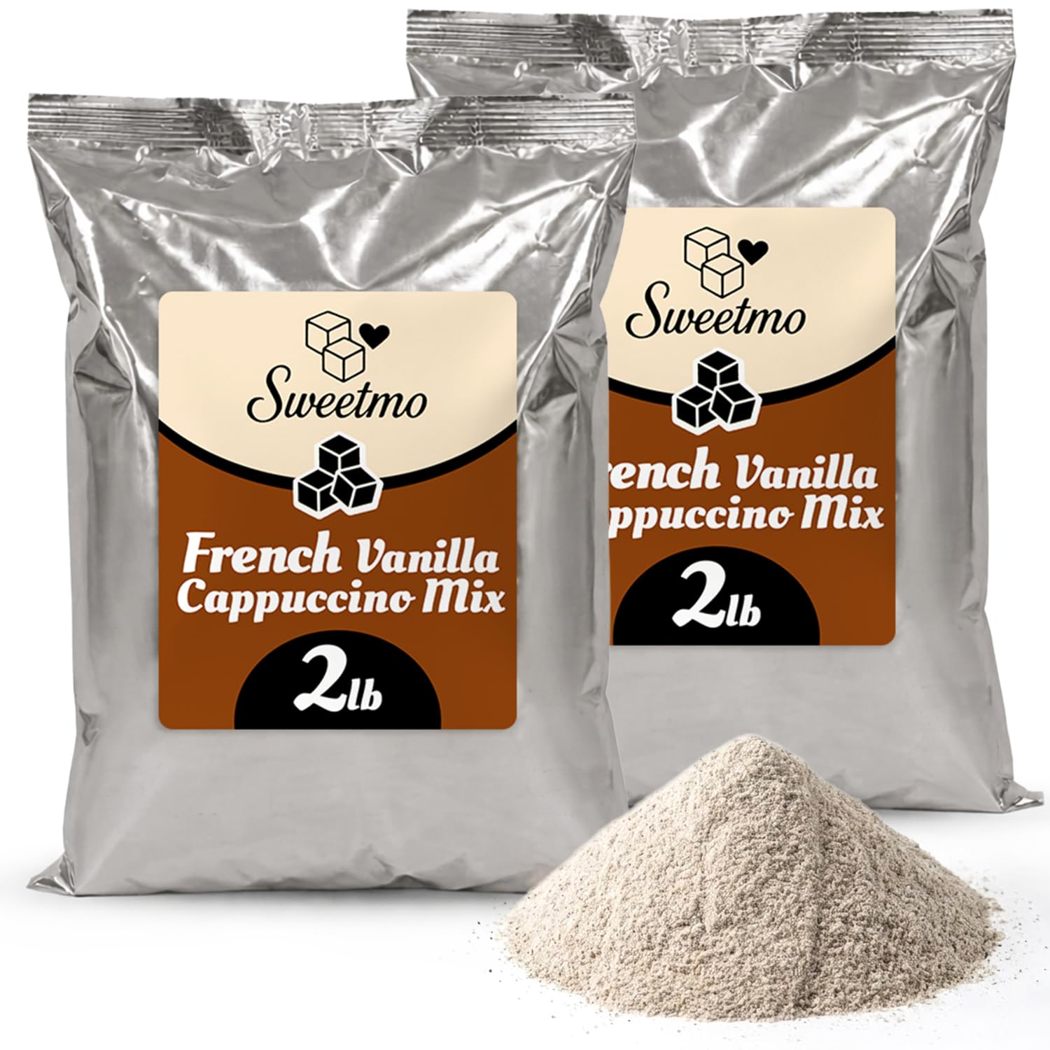 French Vanilla Cappuccino Mix – 2 Pack (2 lb Each Bag) Instant Coffee Powder with Cane Sugar – Creamy French Vanilla Cappuccino Drink Mix for Hot or Cold Coffee Drinks