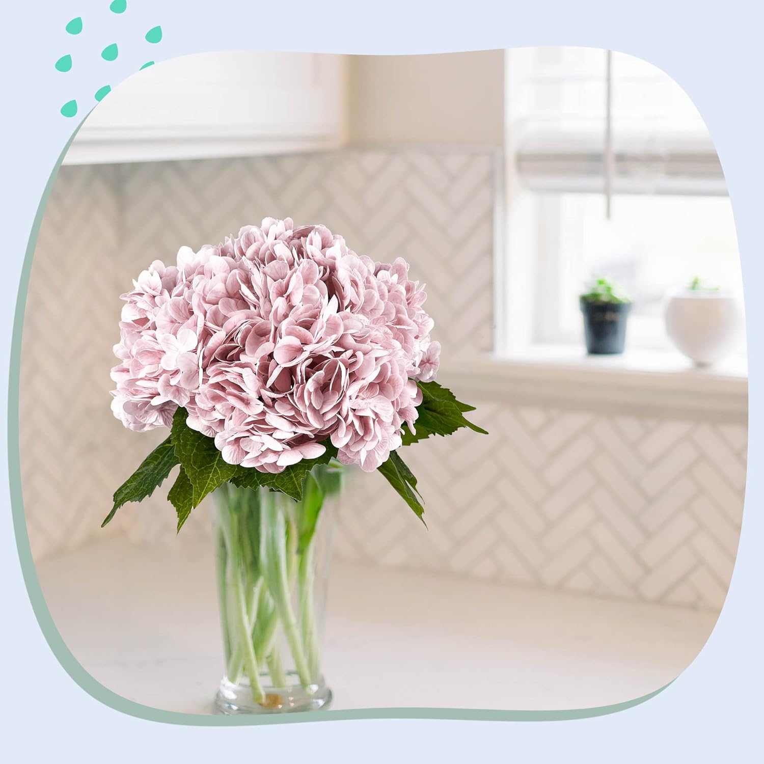 Yatim 21In Pink Artificial Hydrangea Flowers 5 Pcs Real Touch 3D Print Latex Flowers for Wedding Centerpieces Bouquets DIY Floral Decor Home Decoration with Stems - Image 6