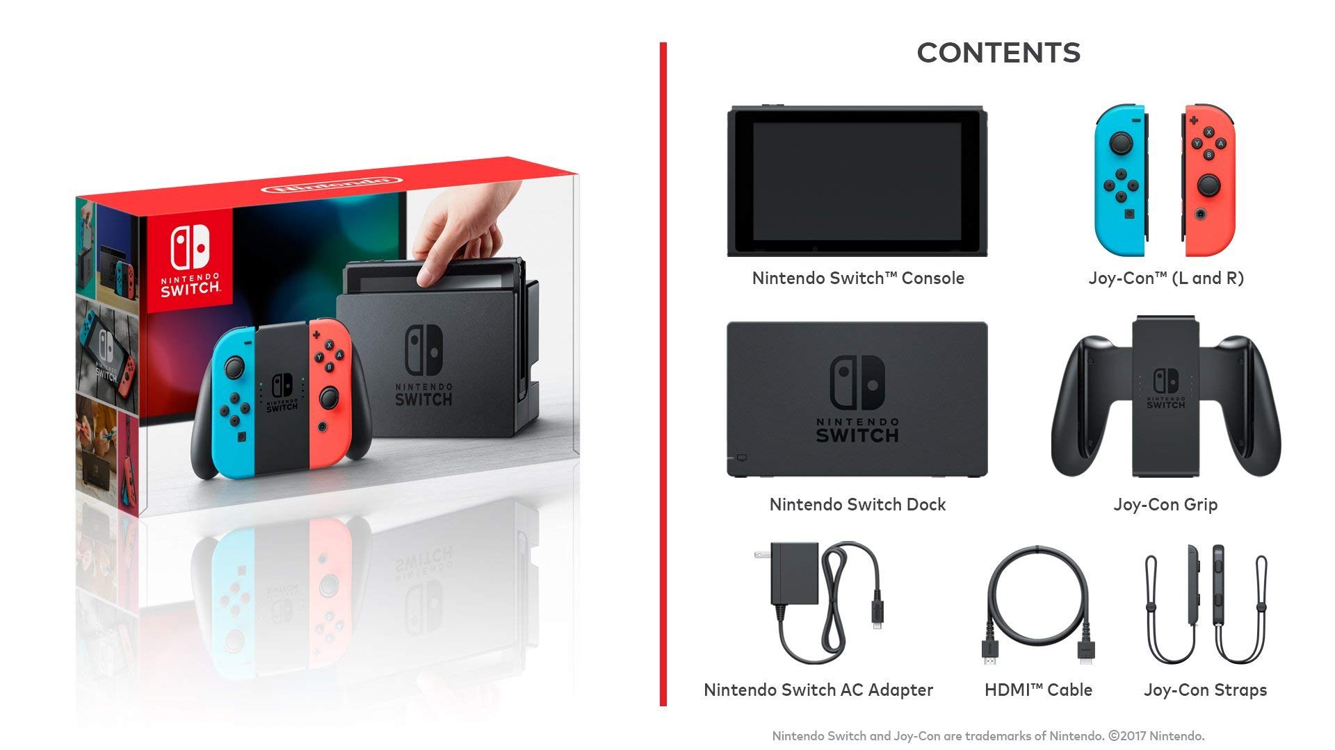 Nintendo Switch – Neon Red and Neon Blue Joy-Con (Renewed)