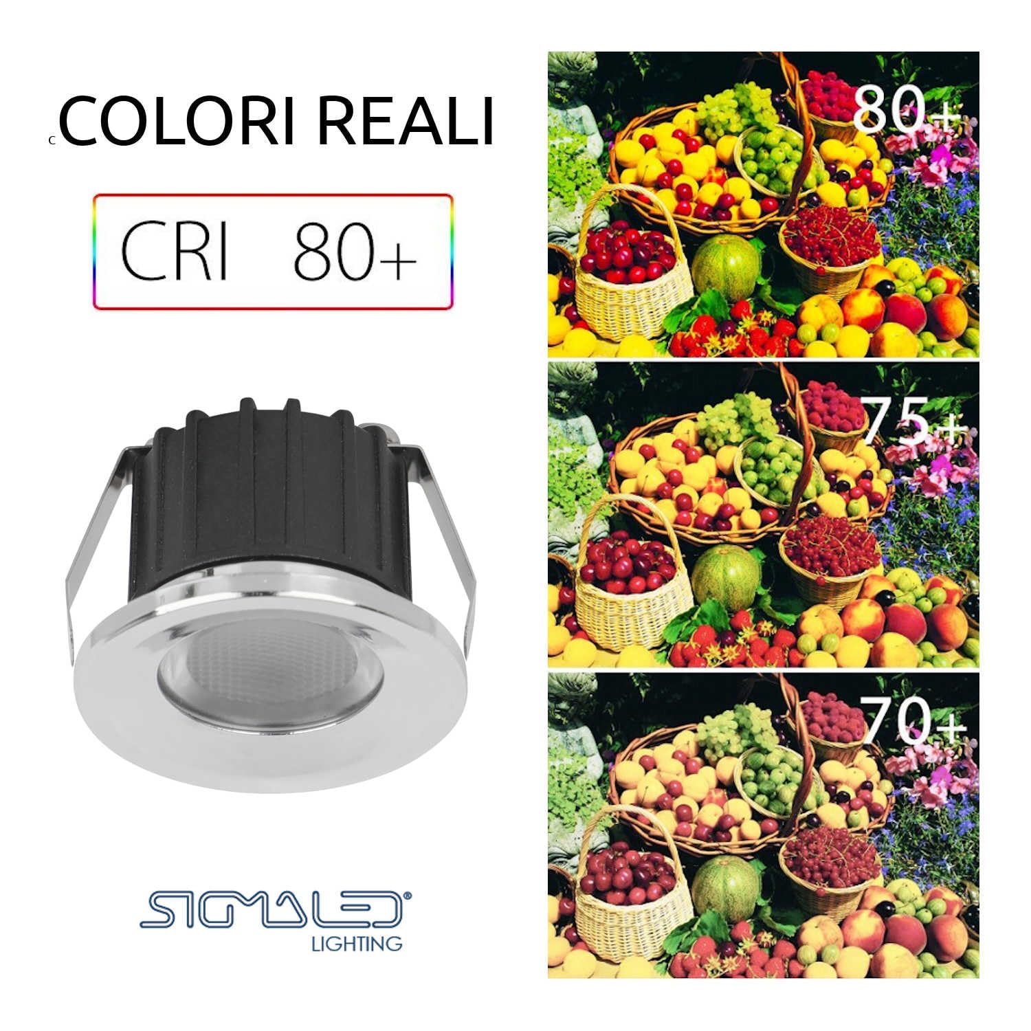 Sigmaled Lighting, 10 Mini Faretti a LED da Incasso 3W Dimmerabili per Esterno Interno IP54, LED SPOT Incasso Luce Naturale 4000K, 300 lm, Faretto 220V 230V, 3 Ghiere Bianca Cromata Nera (5 pack da 2)