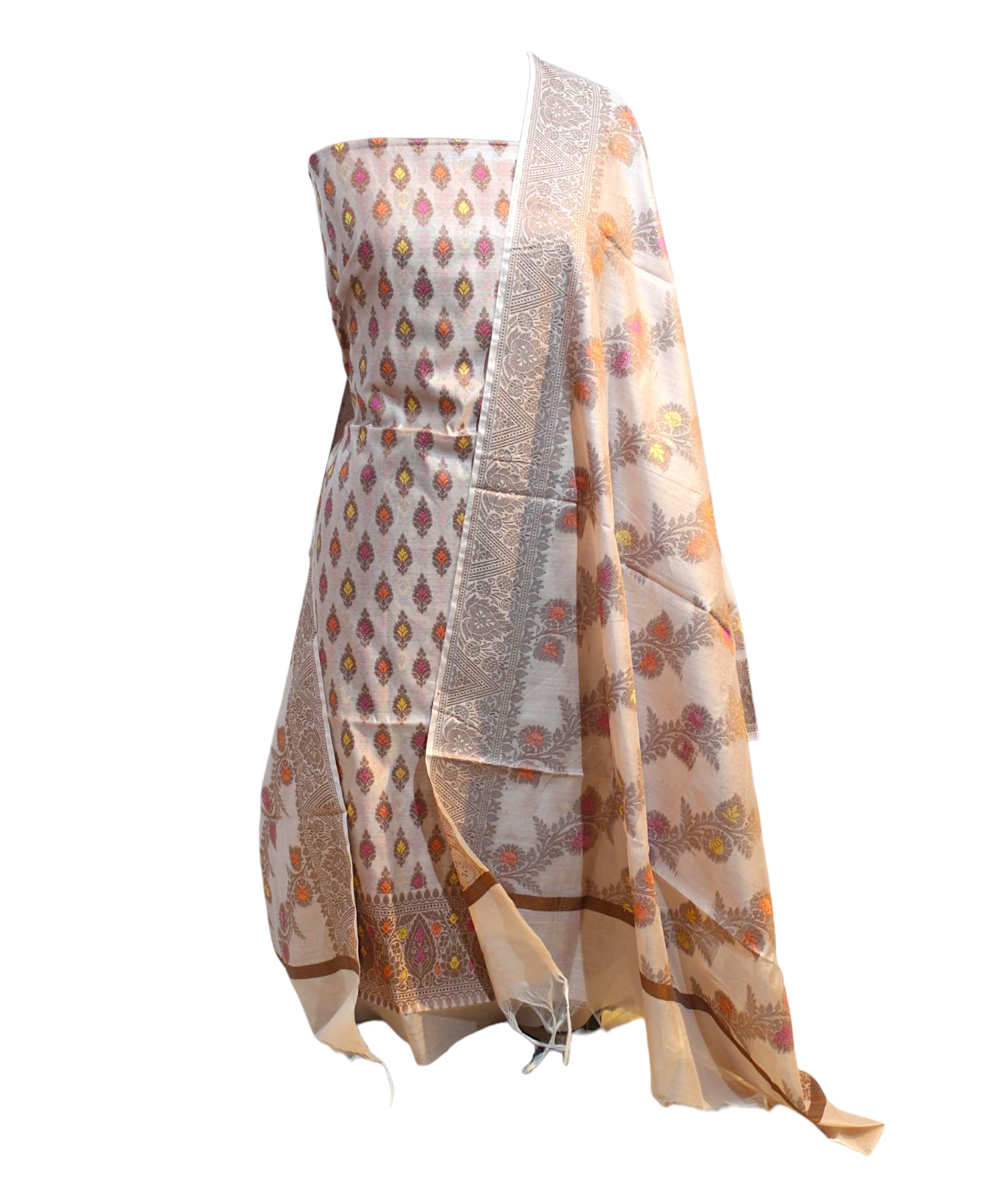 Banarasi churidar unstiched dress material butti design resham waeve-image-49