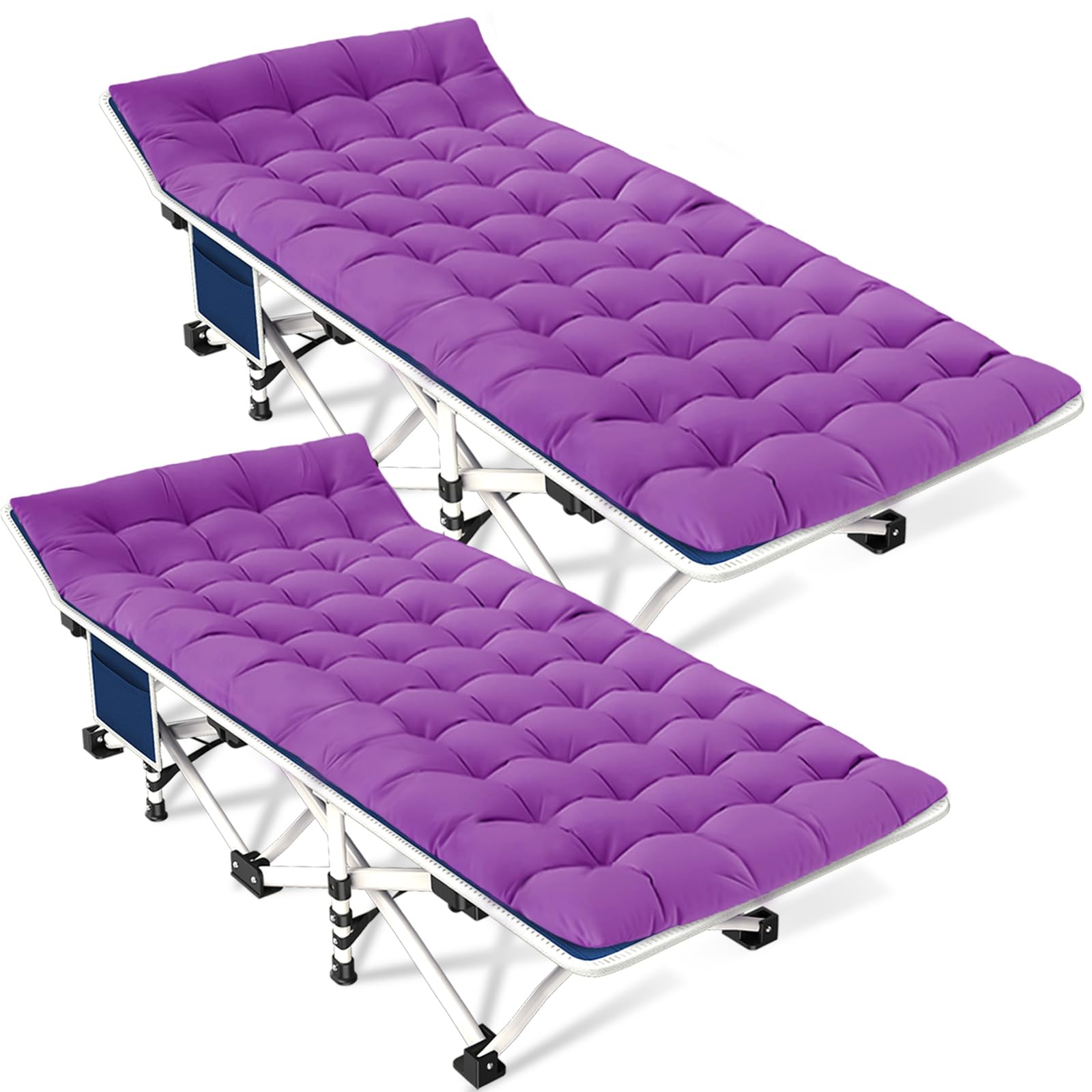 GETOVIN 2 Pack Camping Cot with Comfortable Mattress 2 Person Camping Bed Cots for Sleeping Sleeping Cot Folding Cot Heavy Duty with Carry Bag for