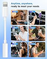 Vista 6 de Adaptador Lightning a conector de auriculares de 3.5mm con certificación MFi de Apple, calidad de audio premium y chip DAC para escuchar música