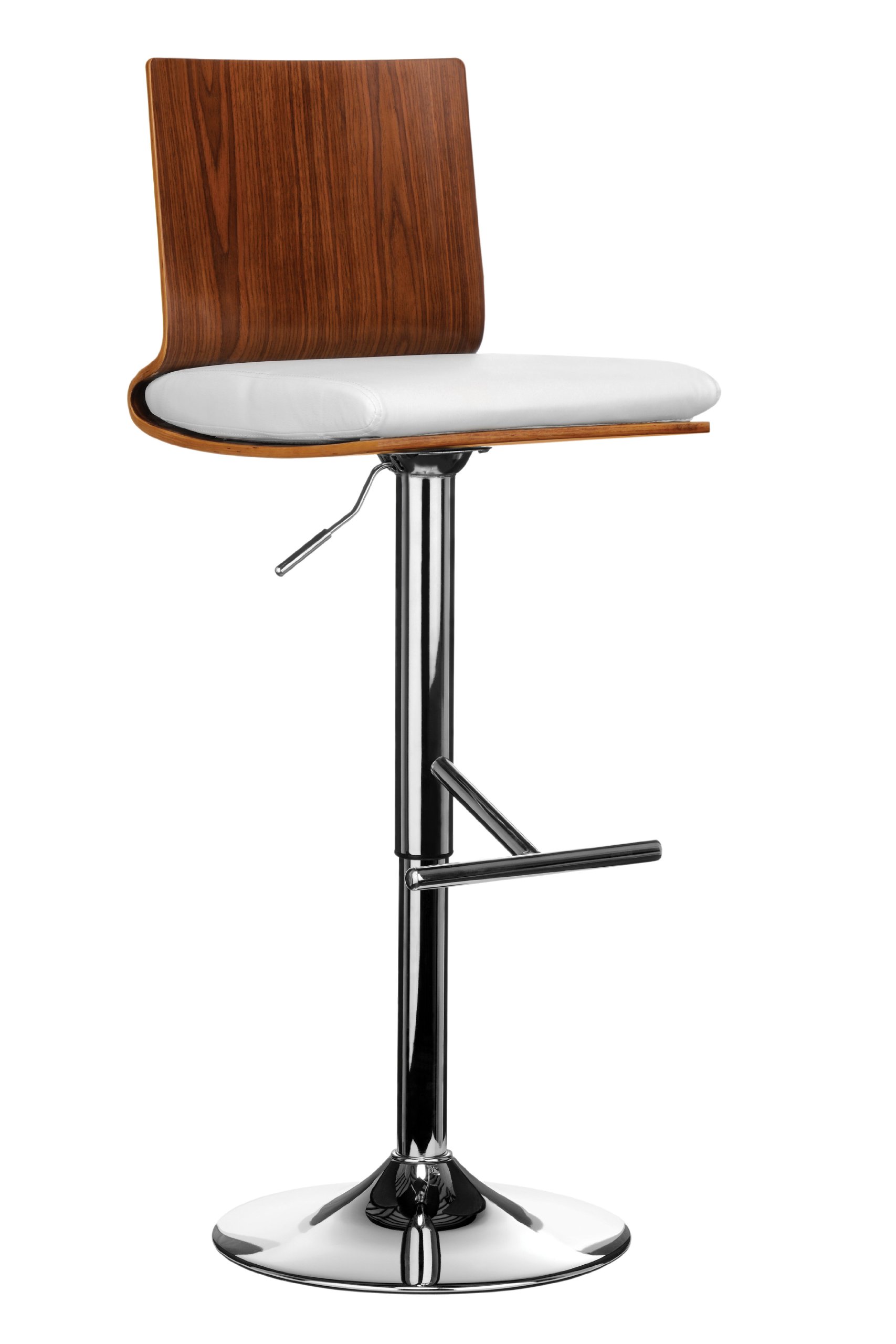 Premier Housewares Walnut And White Bar Chair With Square Back,Footrest Living Bar Chair White,Brown
