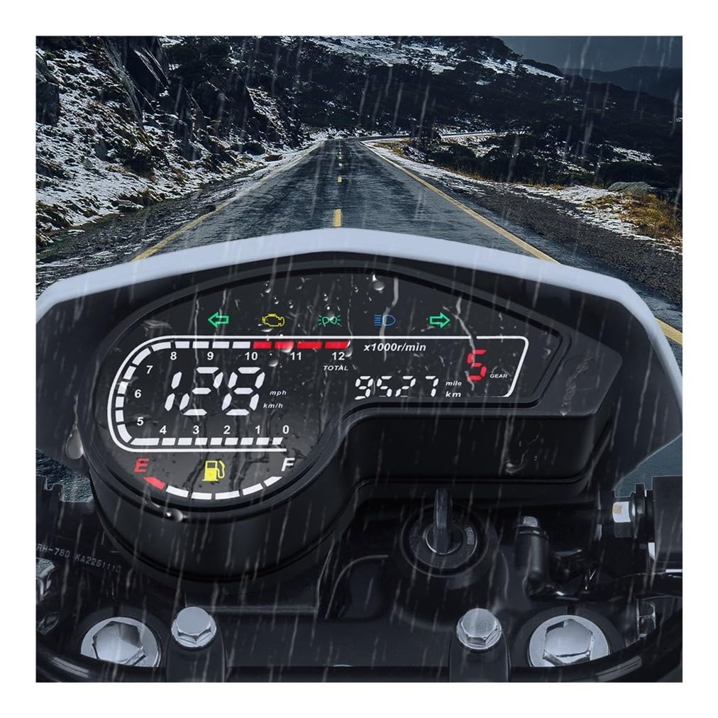 Drehzahlmesser 12V Universal Motorrad Digitaler Drehzahlmesser Außenborder 12000rpm Tacho Dashboard Mit Licht