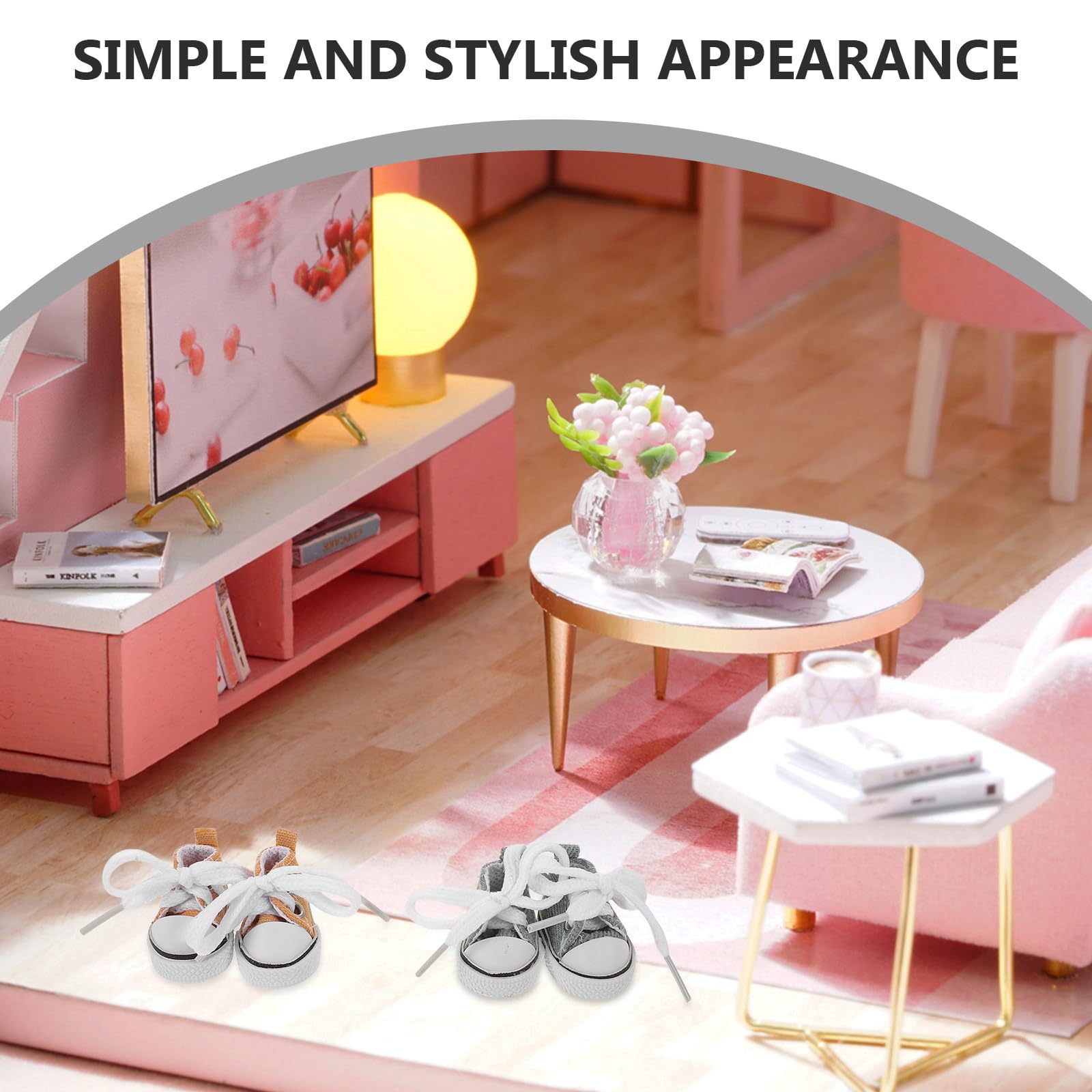 Milisten 2 Paires de Mini-Baskets en Toile pour Poupées, Chaussures Miniatures pour Poupées, Chaussures à Lacets Style Bjd, Longueur 4 Cm, Accessoire de Costume Et de Maison de Poupée