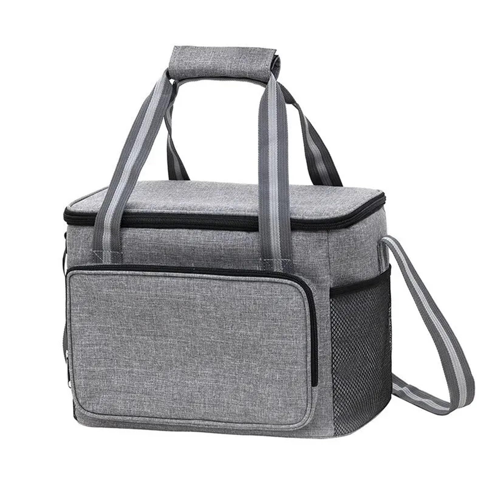 Bolsa De Almuerzo Bolsa térmica plegable de 15L for Picnics, pequeña bolsa térmica portátil con aislamiento, fiambrera, bolsa térmica impermeable for el almuerzo, bolsos Para Oficina，Picnic(Gray)