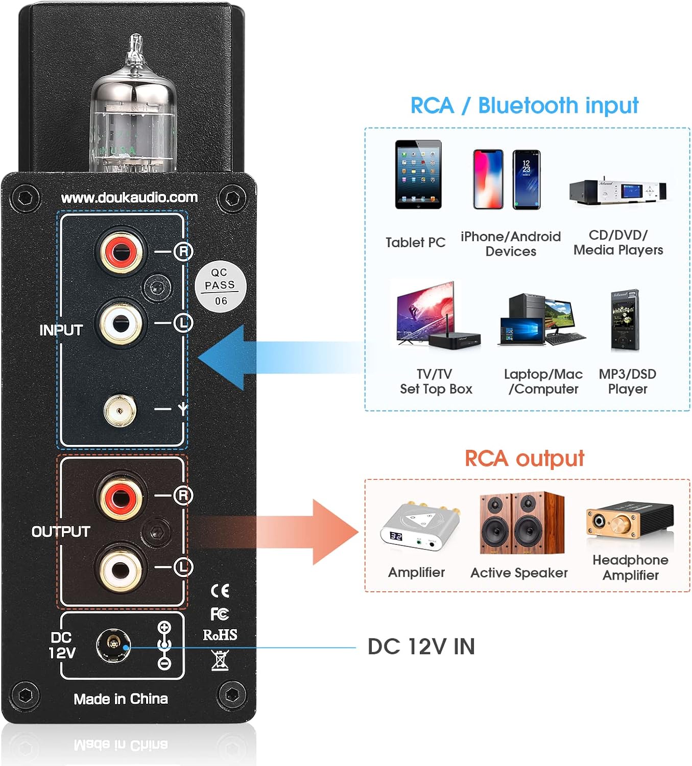 Buy HiFi Bluetooth Vacuum Tube Preamp Stereo Audio Amplifier Headphone