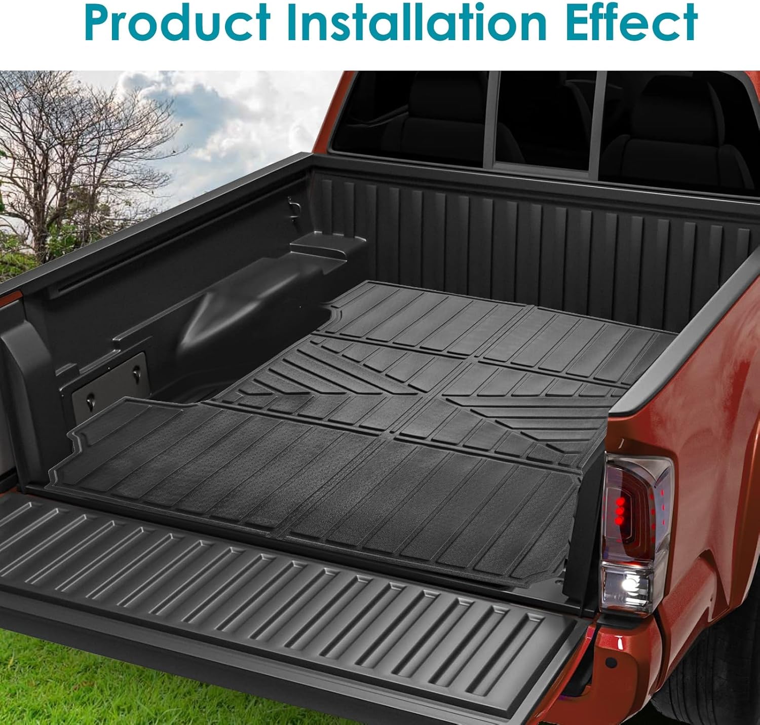 Heavy Duty Rubber Truck Bed Mat Compatible with 2019 2020 2021 2022 2023 2024 GMC Sierra 1500 5.8 FT Bed Liner All Weather Black Rubber Truck Bed Mat Liner
