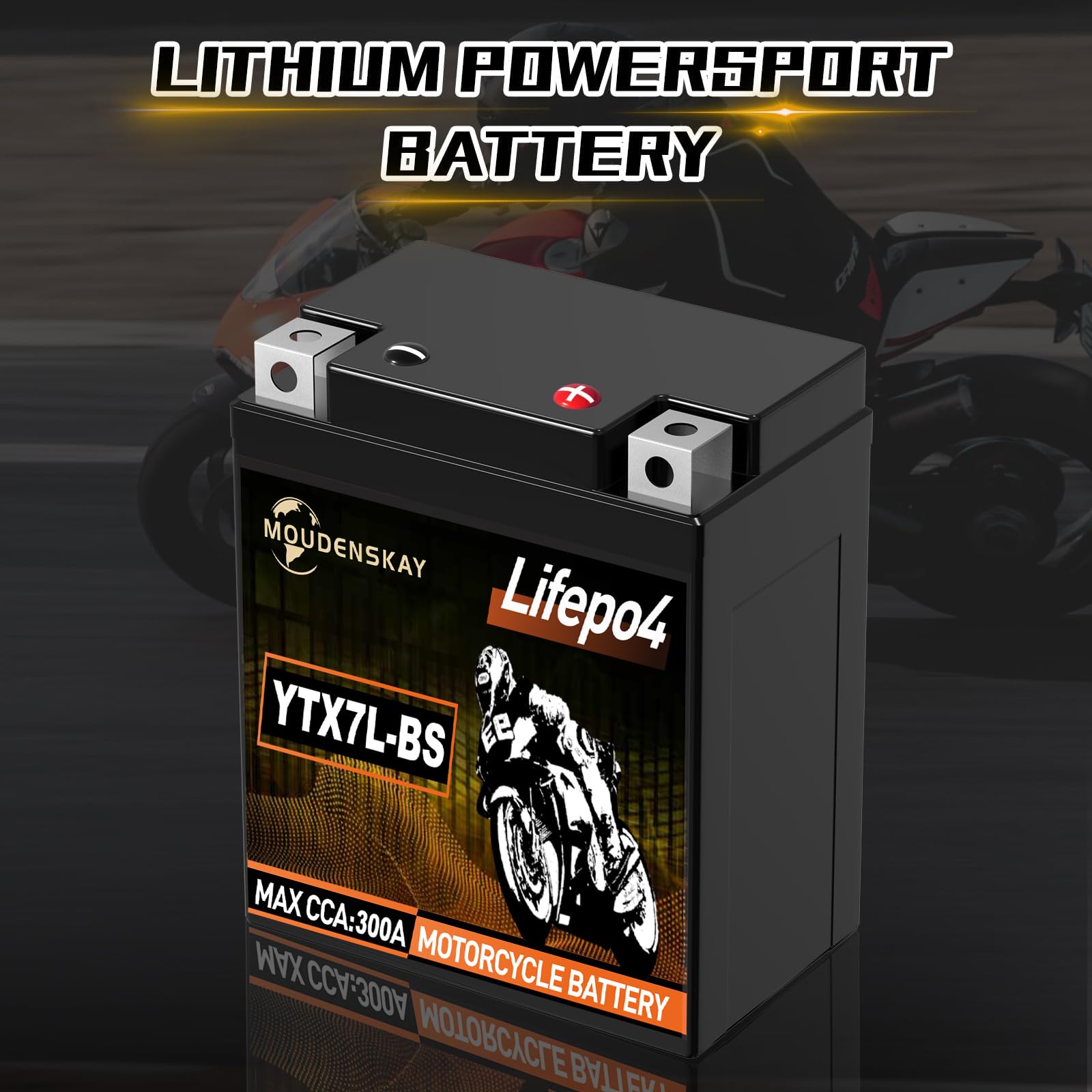 Lithium Motorrad Batterie 12V Lithium Powersports Batterie mit BMS (YTX7L-BS 12.8V 3Ah 300A) LiFePO4 Motorrad Batterie Starterbatterien für Motorräder, ATV, UTV, Wasserfahrzeuge, etc
