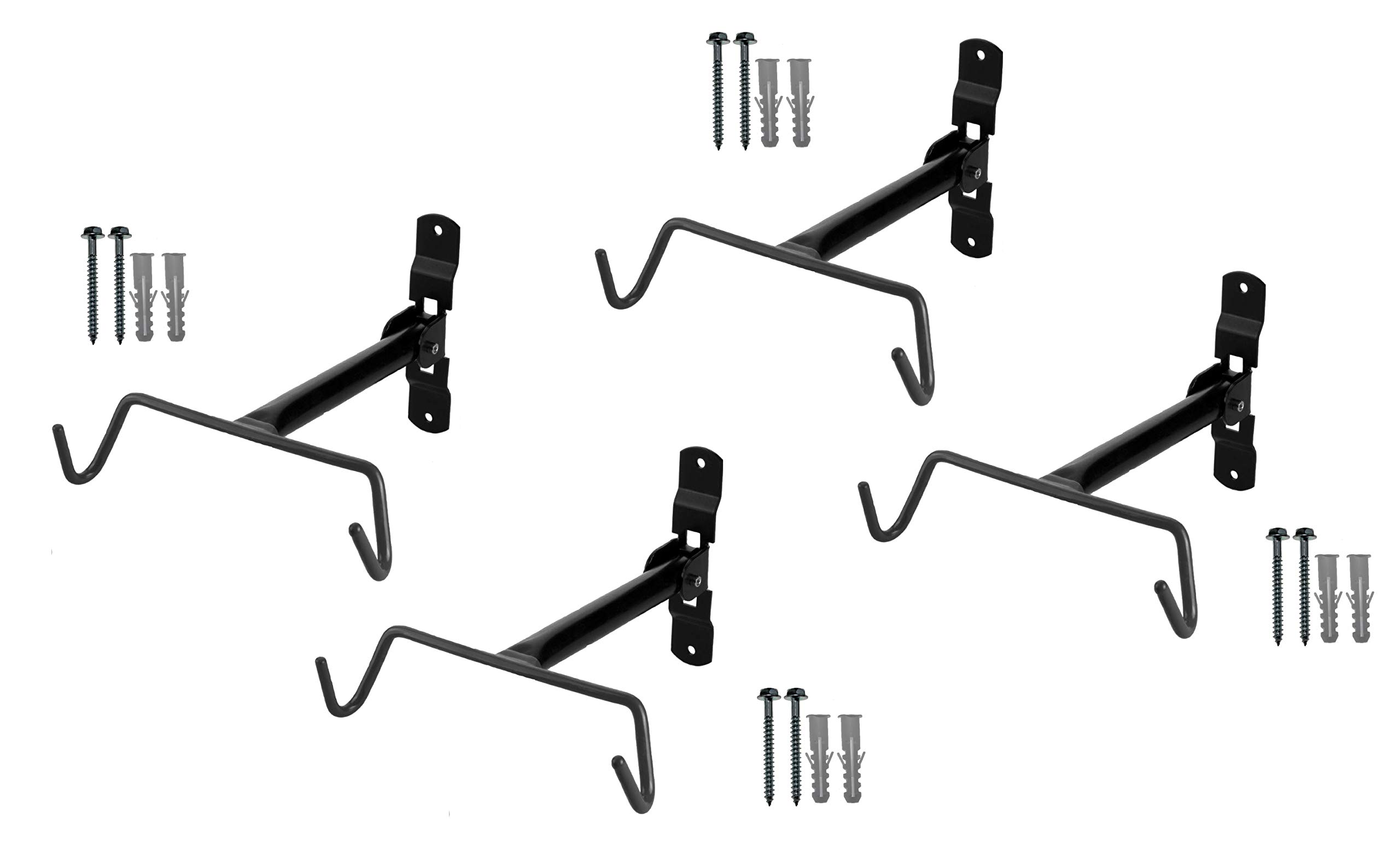 P4B | 4X Fahrrad Wandhalter klappbar - zur Rahmeneinhängung für Fahrräder und E-Bikes | Aus Stahl | Tragkraft 20 Kg | Schwarz/Schwarz