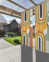 Vista 3 de Abstract Orange Outdoor Curtains for Patio Waterproof Drapery,Grommet Window Curtain Living Room,Bedroom,Doorway,Kitchen,Cafe,Porch,Cabana Drapes