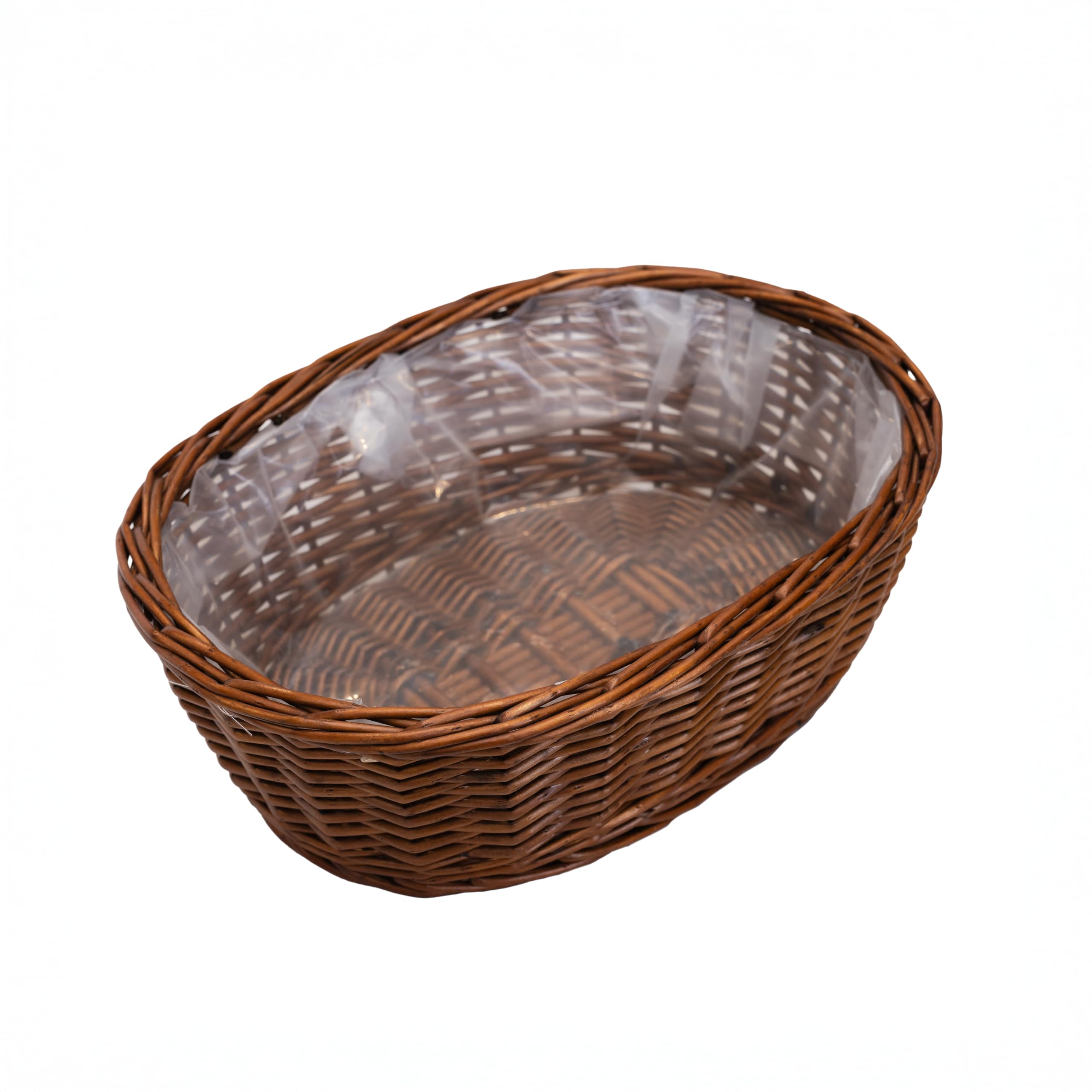 Arthur Cameron – Oval Wicker Basket Tabletop Planter – Handwoven Plant Pot and Decorative Home Accessories (Distilled Brown, Large)