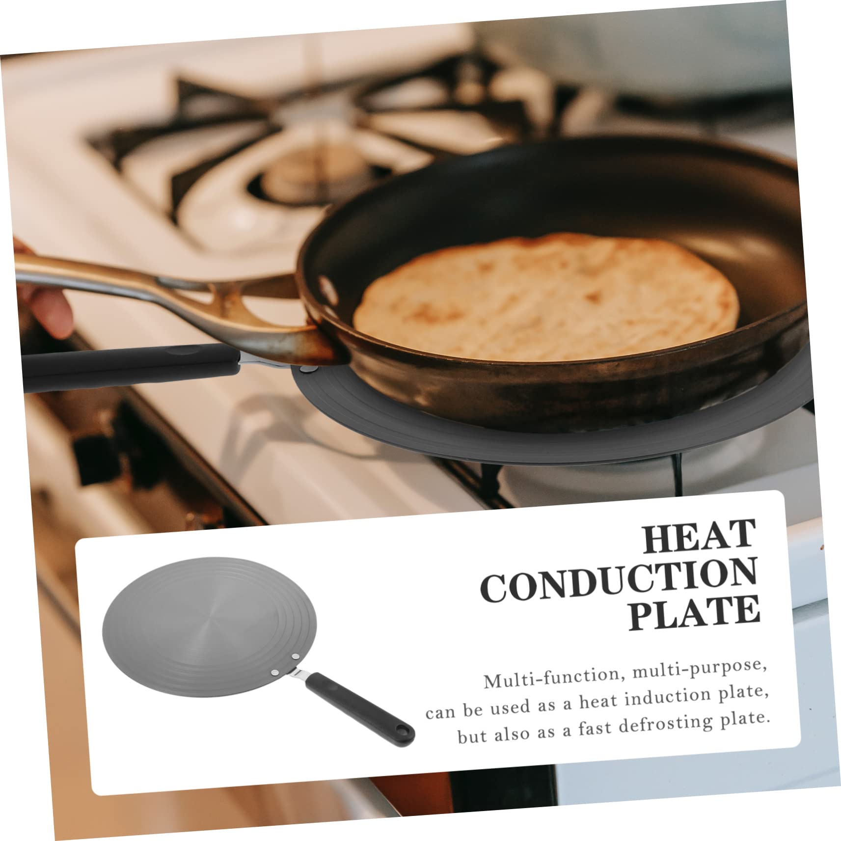 Placa de Conducción de Calor para Cocina de Gas con Asa, Antideslizante, 28 Cm X 3 Mm, Adaptador Práctica para Inducción y Encimera, Bandeja Rápida para Descongelar Alimentos