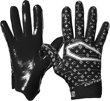 Cutters Football Wide Receiver Gloves. Rev 5.0 Ultra Grip No Slip. 1 Pair