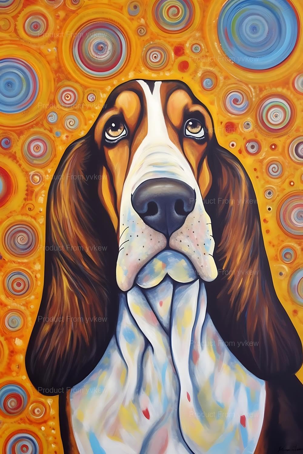 yvkew Basset Hound Dog Diamond Painting Kits Golden Basset Hound for Adults Kids Beginner, Diamond Art Paint by 5D Full Round Drill Gem DIY Craft for Home Wall Decor Gift 20x24 inch