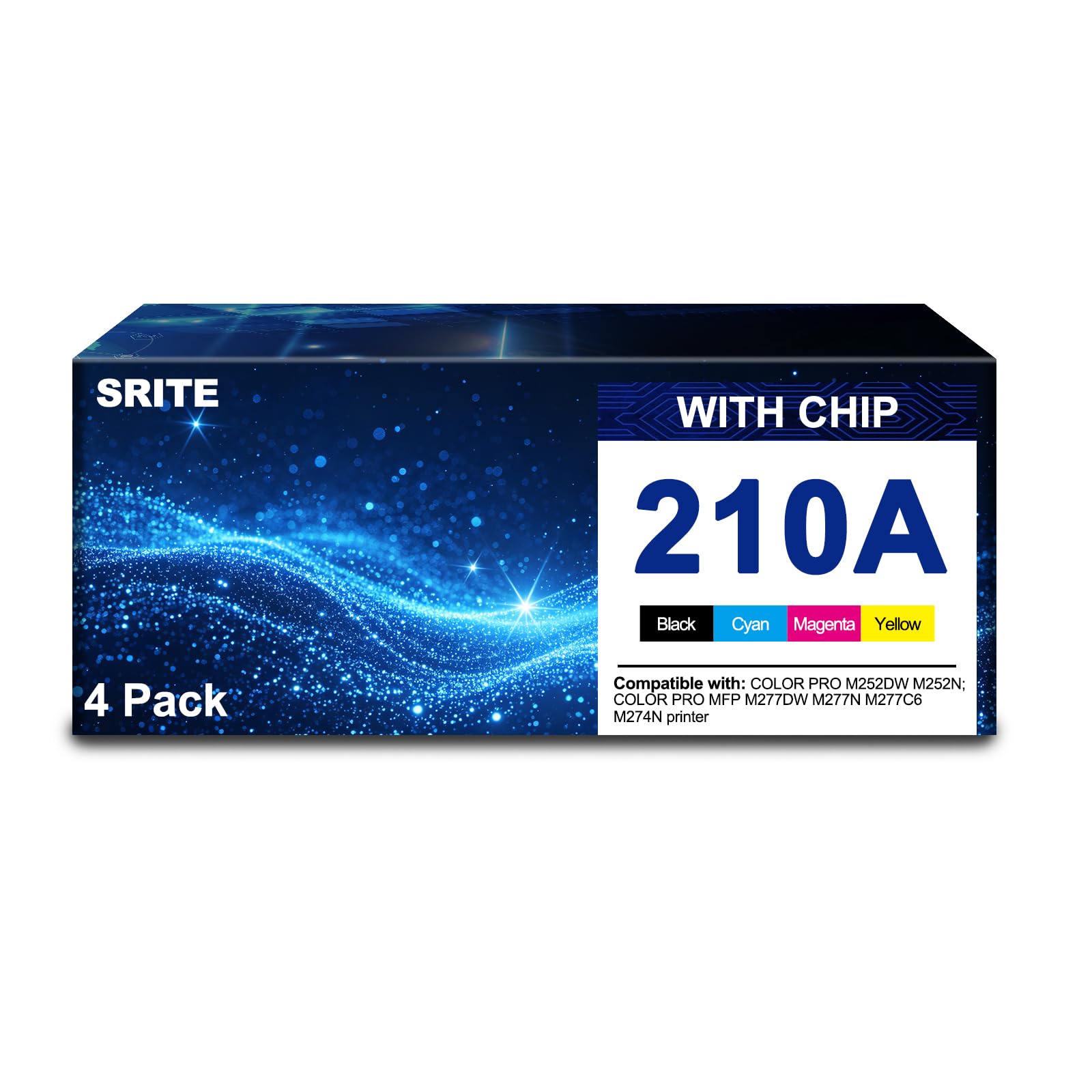 SRITE 210A Toner Cartridge 4 Pack Compatible with HP 210A Toner cartridges | for HP Color LaserJet Pro 4201dn 4201dw MFP 4301fdn 4301fdw 4301dw Printer | W2100A W2101A W2102A W2103A