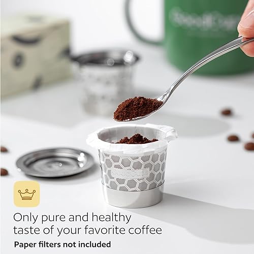 Miniatura 5 de Paquete de 2 cápsulas de café reutilizables de acero inoxidable 304 para Keurig K-Express, K-Elite, K-Duo, K-Mini, Mini Plus, Mini Mate, K-Classic,