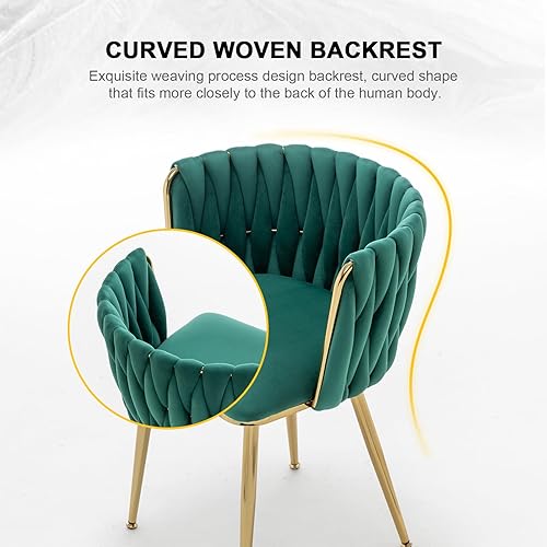 Miniatura 4 de Juego de 4 sillas de comedor de terciopelo, modernas sillas de comedor tapizadas con patas de metal dorado para comedor, tocador, cocina, sala de