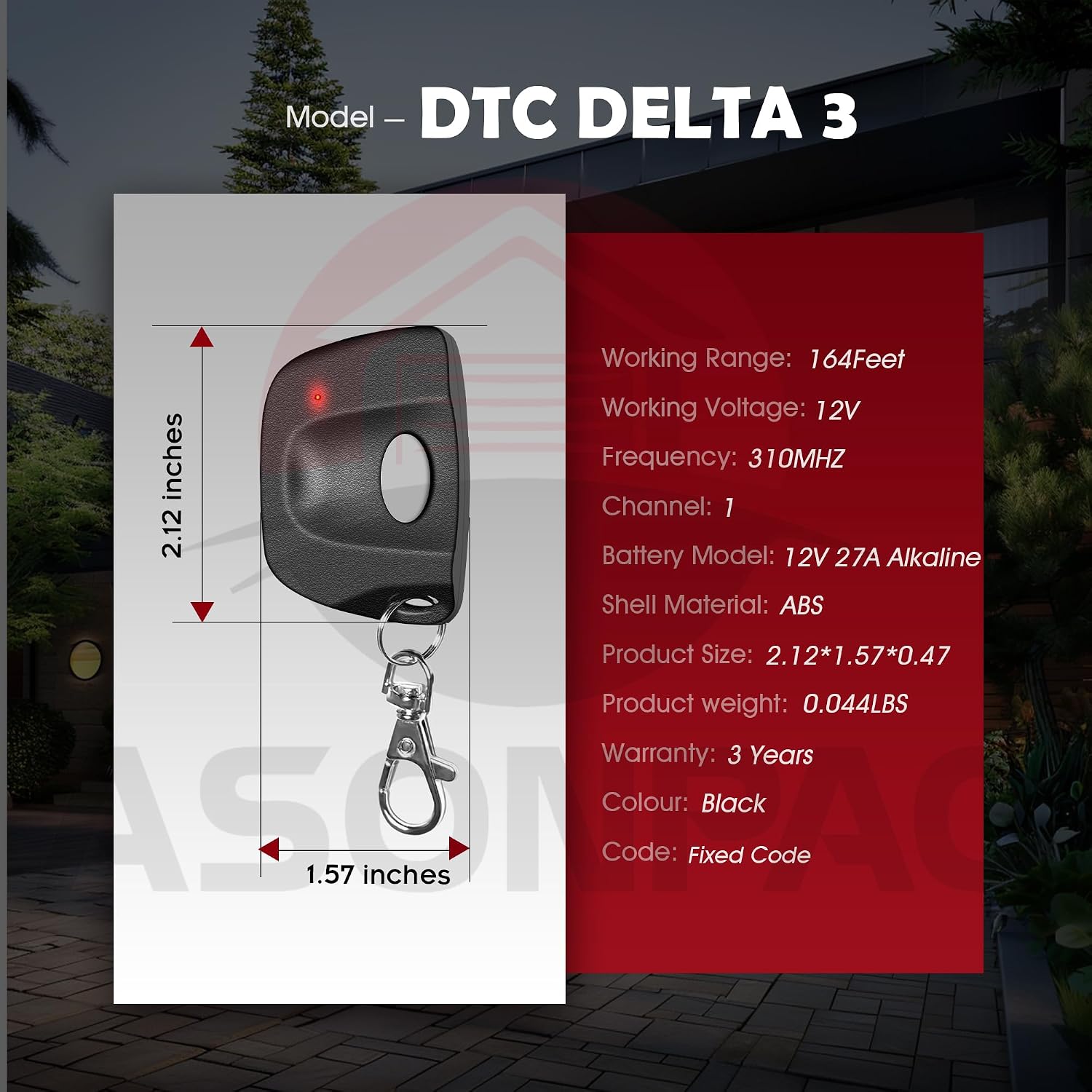 2 for Linear Delta 3 (DT DTA DTD DTC DNT00002A) 8 Dip Switch 310MHZ Garage Door Remote 5 Year Warranty