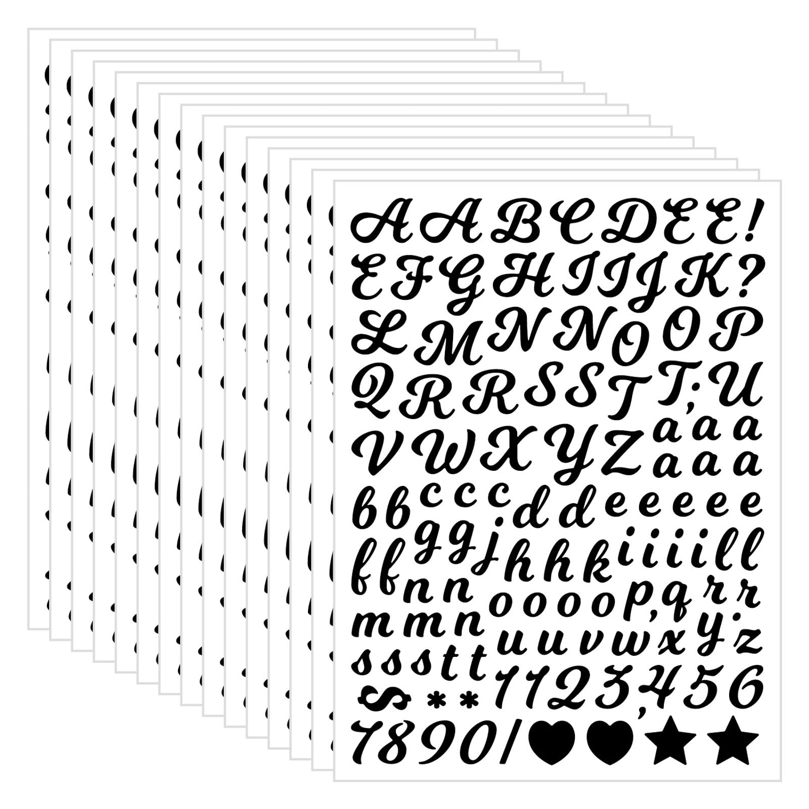 of 5 Letter Sticker for Scrapbooking Including Number Punctuation Waterproof Designs Adhesive Sticker
