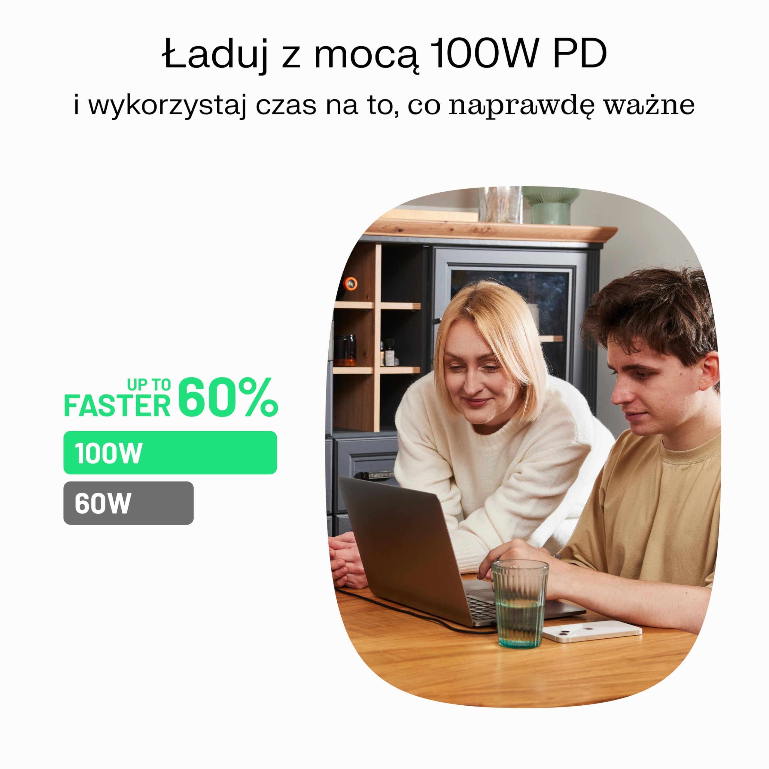 Green Cell PowerFlex kabel USB-C 100 W, 30 cm, krótki kabel do ładowania USB C na USB C, elastyczny, miękki kabel silikonowy do powerbanku, iPhone 16, iPada, MacBooka – 480 Mbps (czarny, 30)