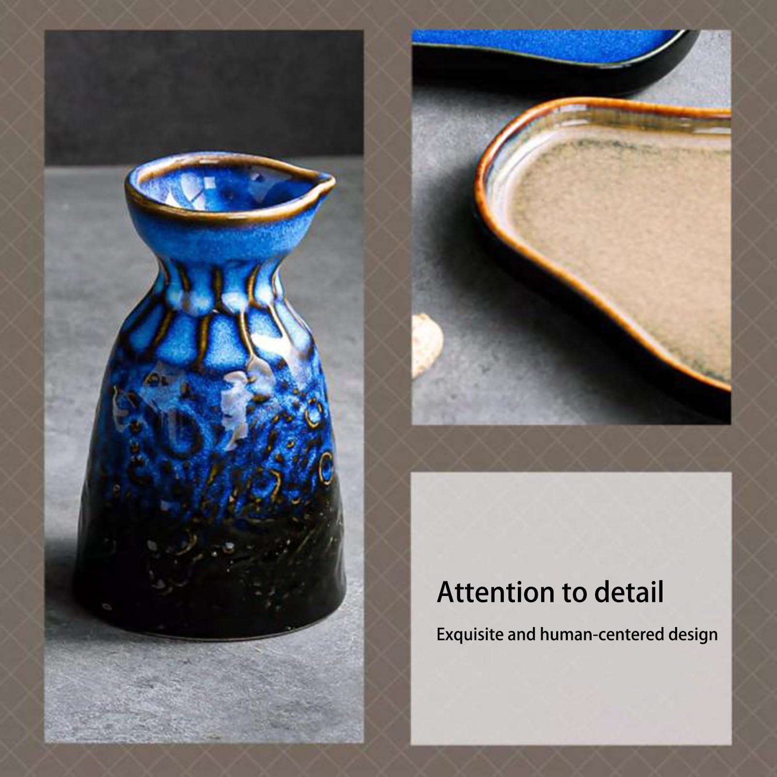 Ensemble à saké – Pichet en céramique et tasses de service traditionnelles en porcelaine pour la maison et le salon de thé, idéal pour le saké et le vin