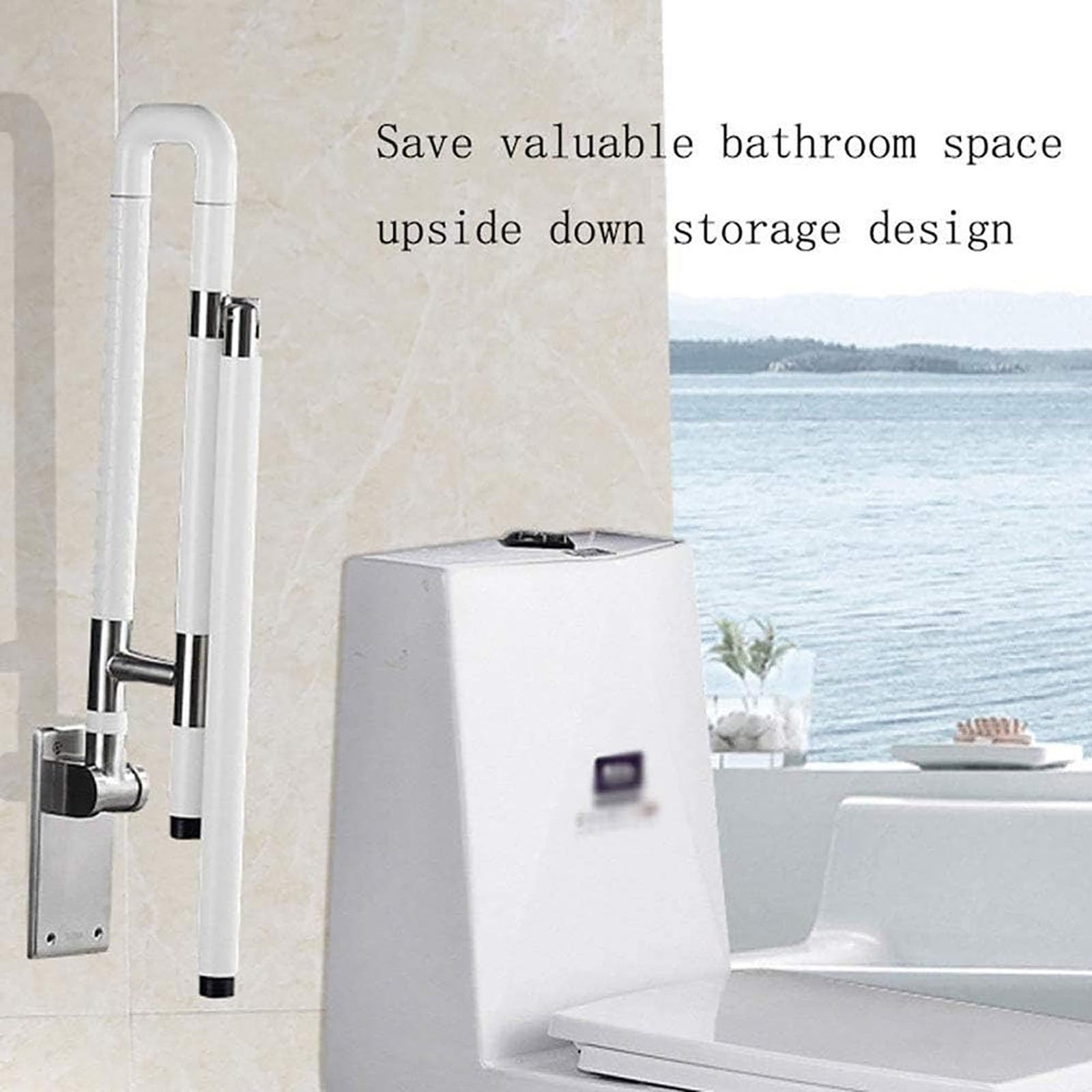 Barra Abatible Baño Minusválido Asiento de Baño Plegable Barras de Apoyo Flip-Up Agarre Brazo Mano Asideros de Seguridad, Antideslizante Ducha de Ayuda, para Discapacitados Ancianos Mujer Embarazada (