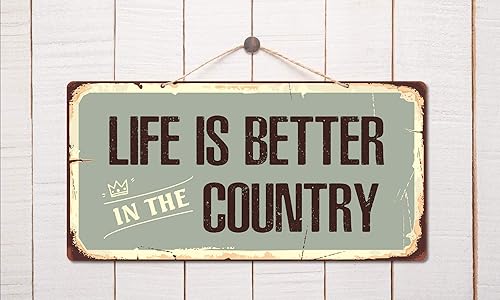 Miniatura 2 de StickerPirate 955HS Life is Better in The Country - Letrero colgante de aluminio de 5 x 10 pulgadas
