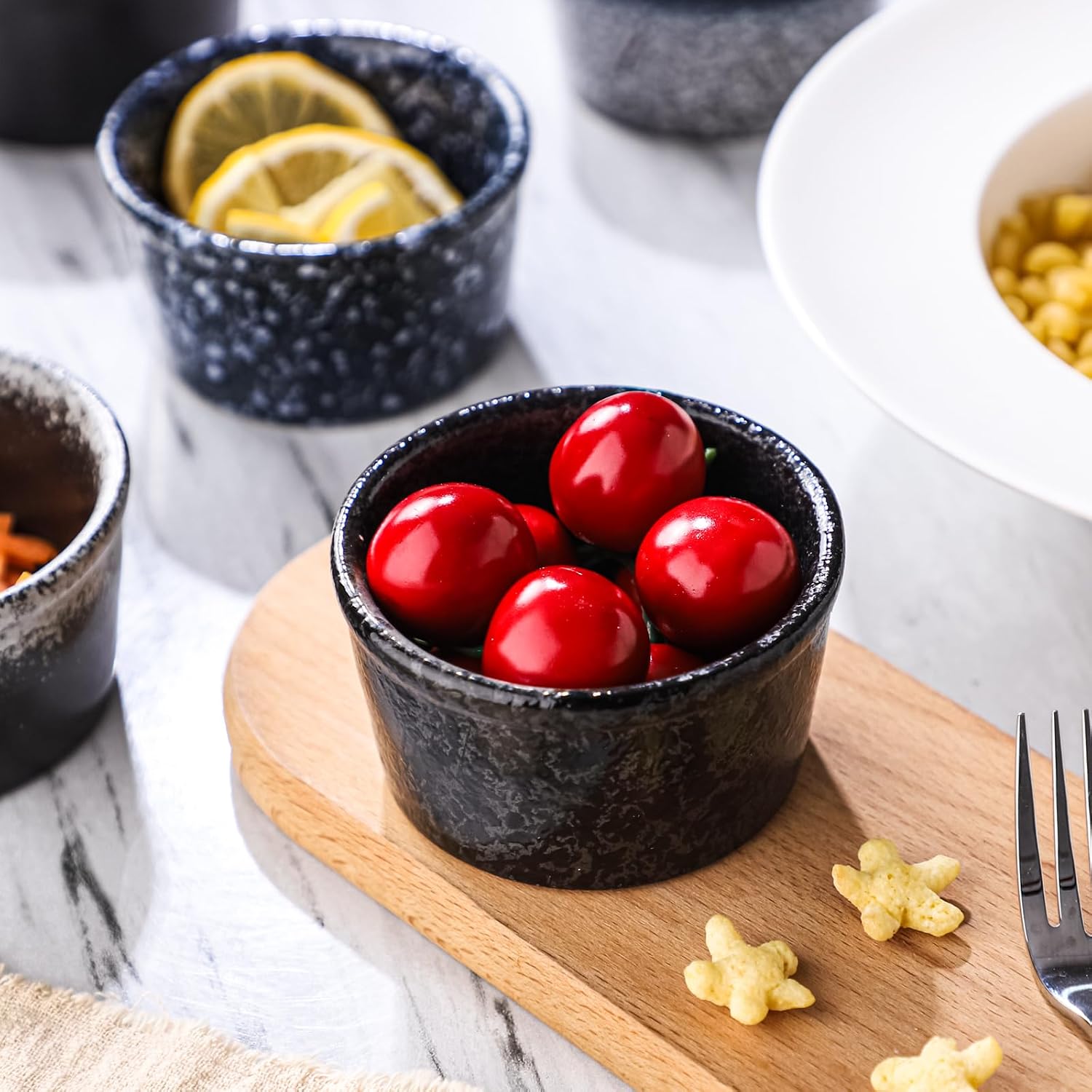 Ramekins 4 oz Ramekins Set of 6 Ceramic Ramekin Oven Safe Dipping Bowls Small Ceramic Bowls for Baking, Souffle, Ice Cream (Set of 6 color)