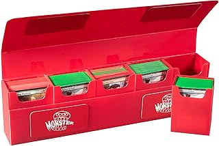 Monster Magnetic Hydra Five Deck Mega Storage Box(RED) - with 5 Removable Deck Sleeves - Compatible with Yugioh, MTG, Magic The Gathering, PokÃ©mon & More - Long Lasting, Durable Rivet Construction