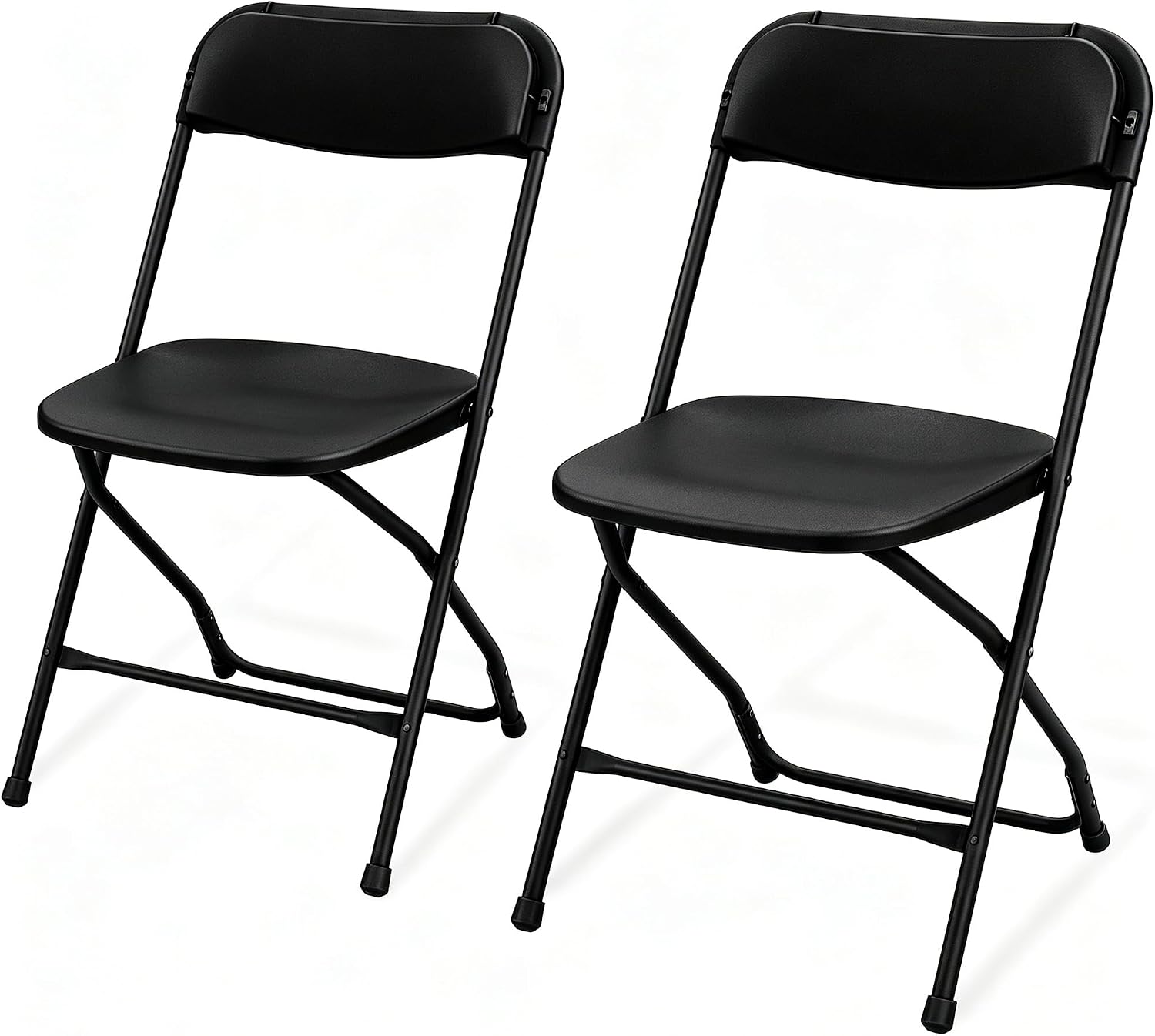 Plastic Folding Chairs 2 Pack, Lightweight Stackable Portable Commercial Seat with Steel Frame for Patio, Garden, Picnic, Party, Kitchen, Indoor Outdoor Events, Charcoal