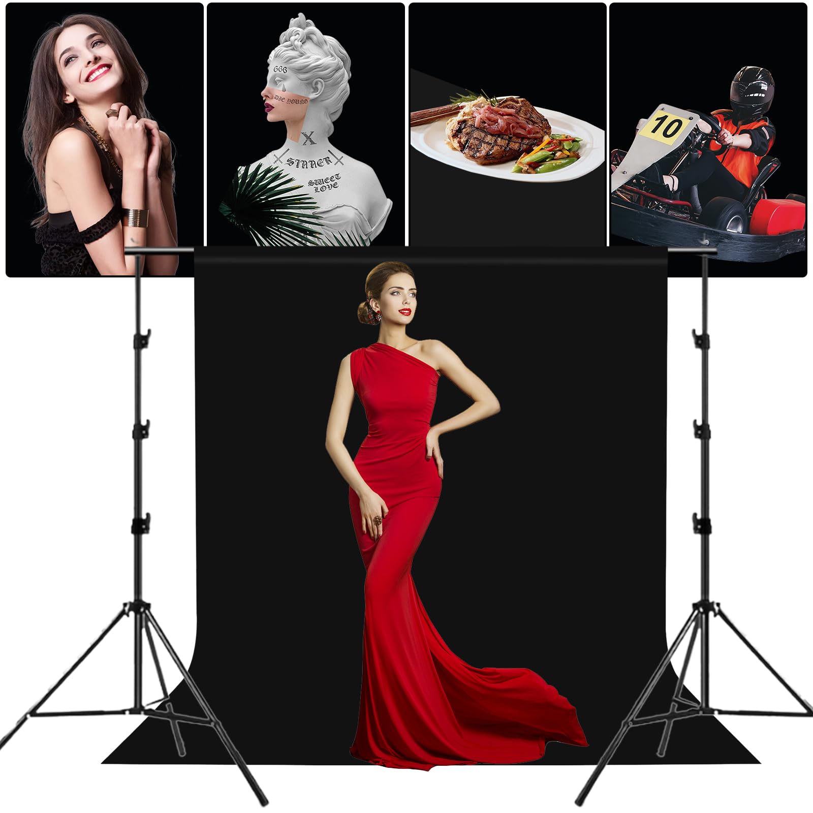 Sfondo Fotografico Nero, 3 x 4 m, Pieghevole, Con 4 Morsetti, Per Studio Fotografico, Video, Fotografia Di Moda E Matrimoni