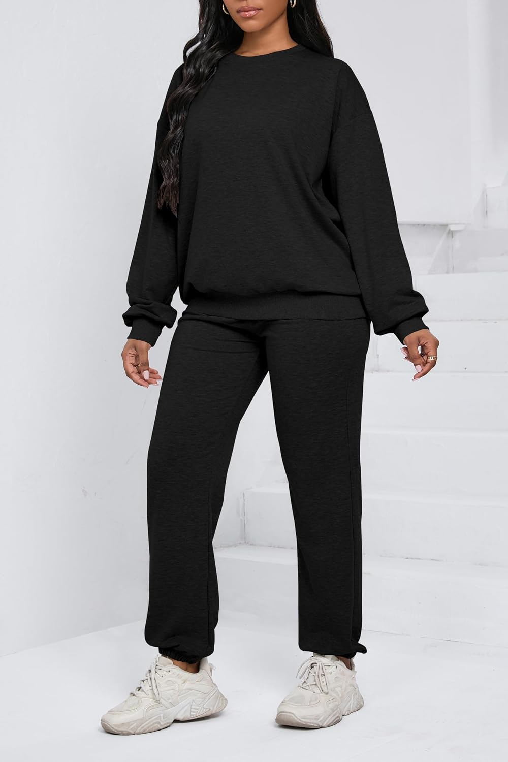 Nimsruc Two Piece Outfits For Women Sweatsuits Sets Casual Long Sleeve Pullover Pocket Jogging Suits Matching Clothing
